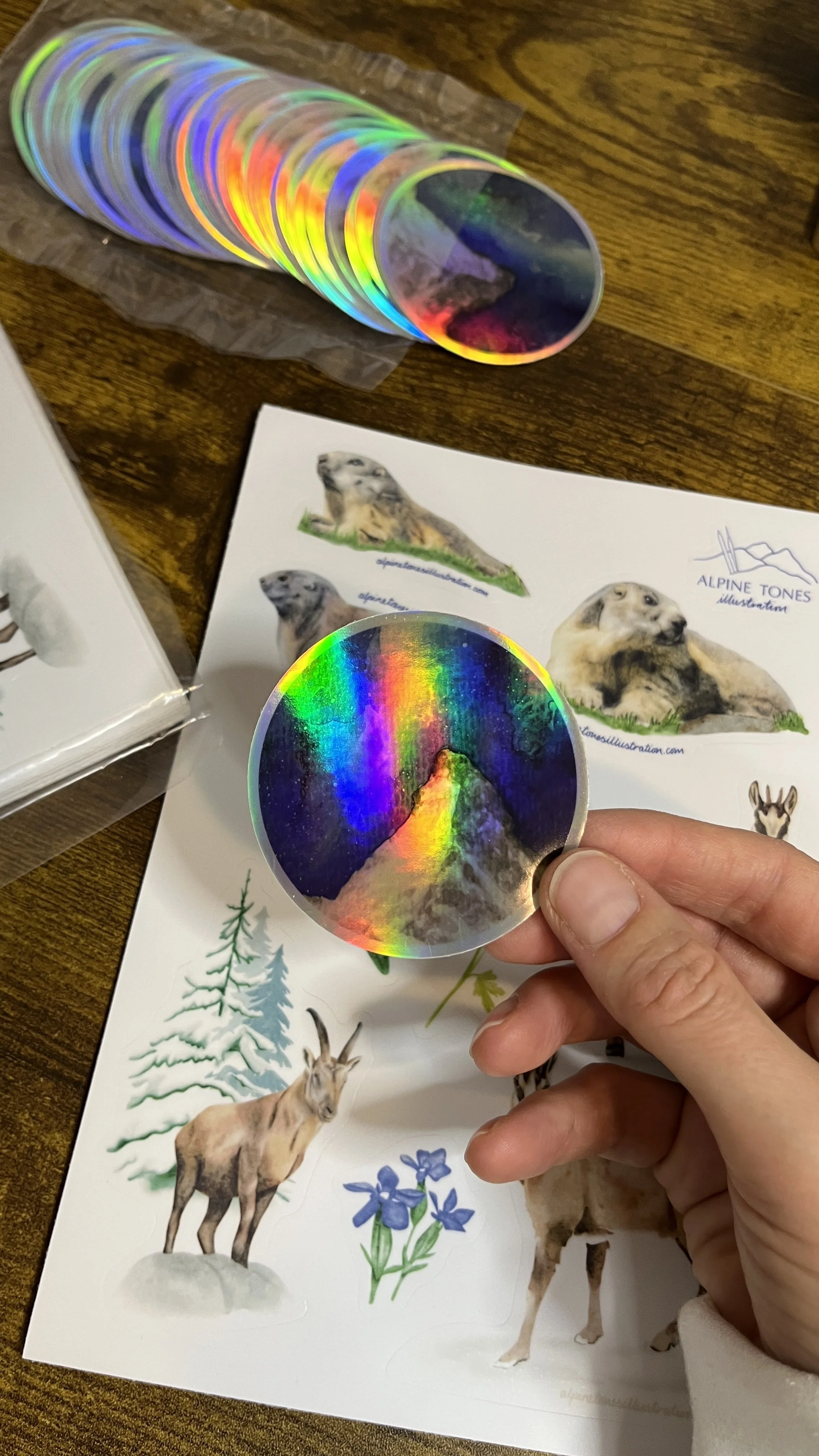 Matterhorn Galaxy Holographic Stickers - Alpine Tones Illustration.JPG