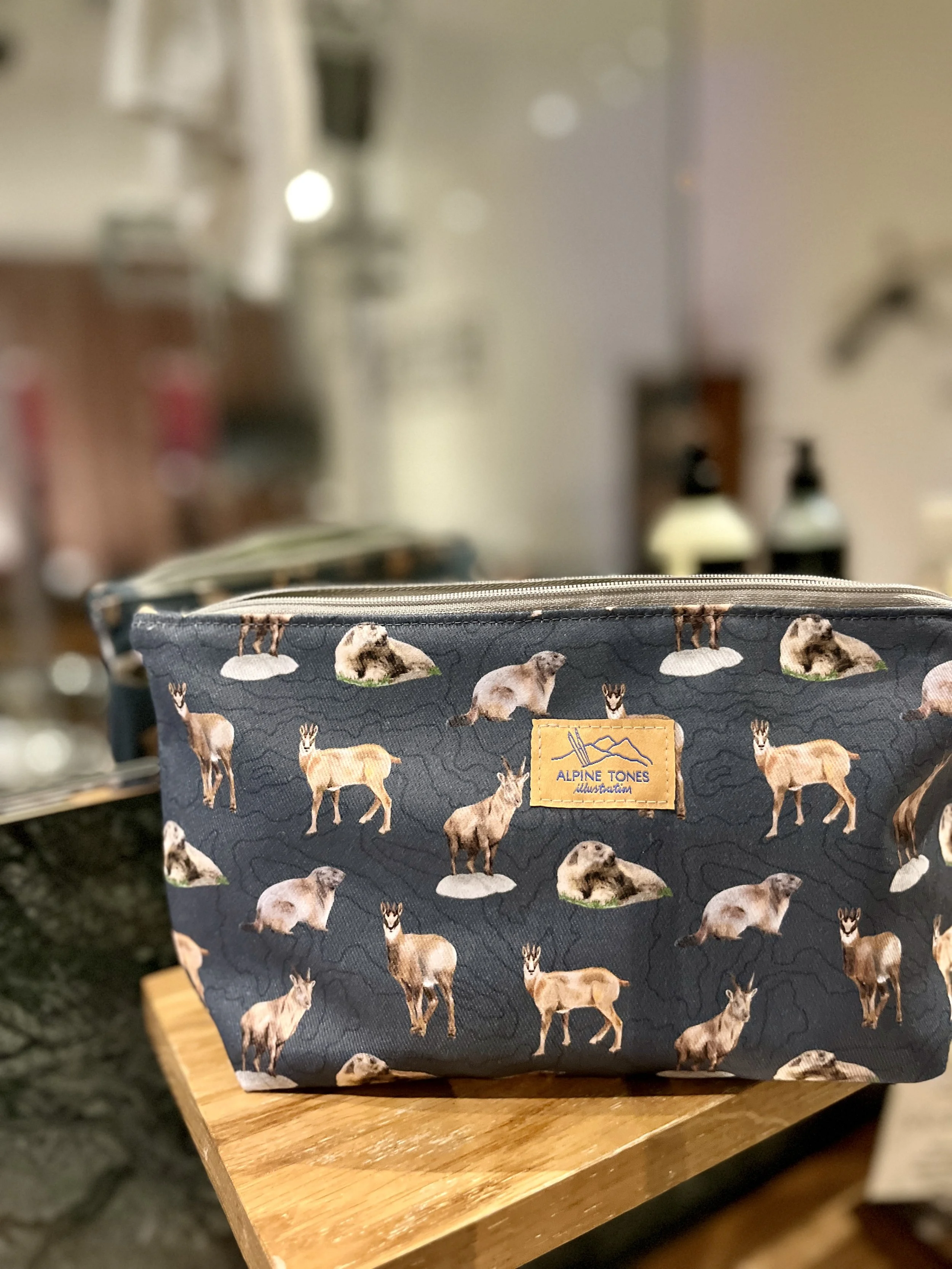 Alpine Animals Large Zippered Pouch - Alpine Tones Illustration.jpg