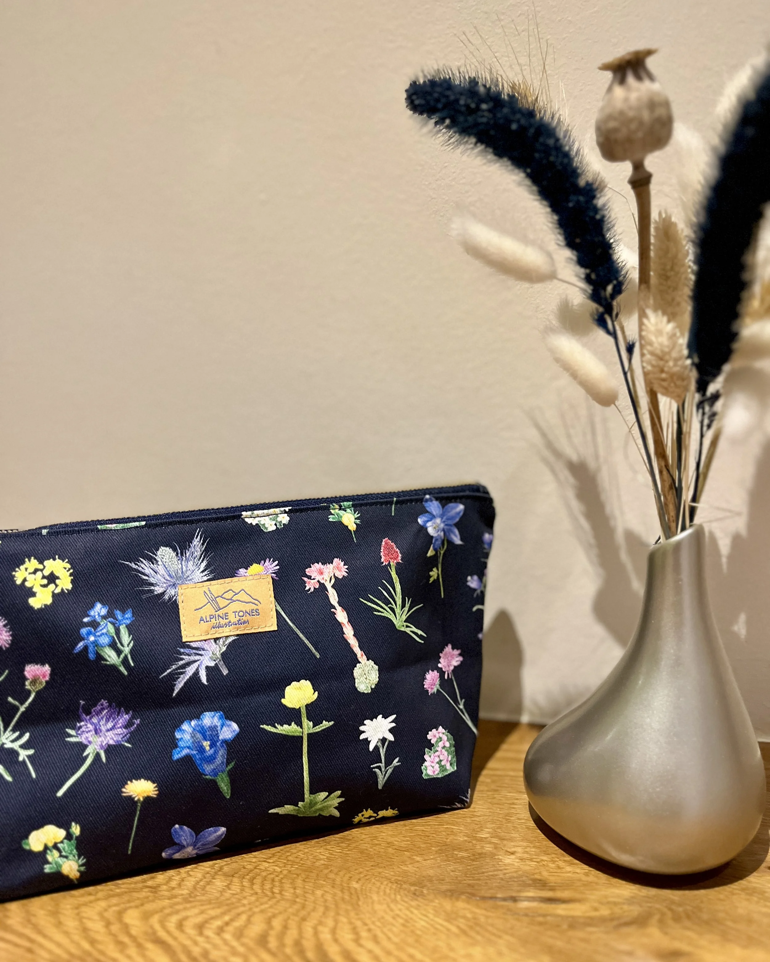Alpine Flora Large Pouch - Alpine Tones Illustration.jpg