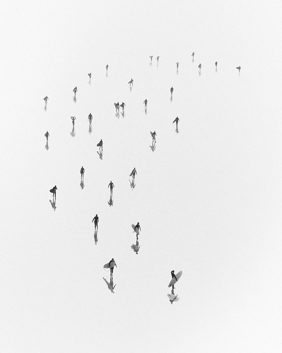 Like the movements of the tide, its possible to see patterns in the flow of surfers exiting and entering the water. Shapes and currents become apparent if you watch long enough.⁠
⁠
Society 02, new print available now, follow the link in my bio.⁠
⁠
#r