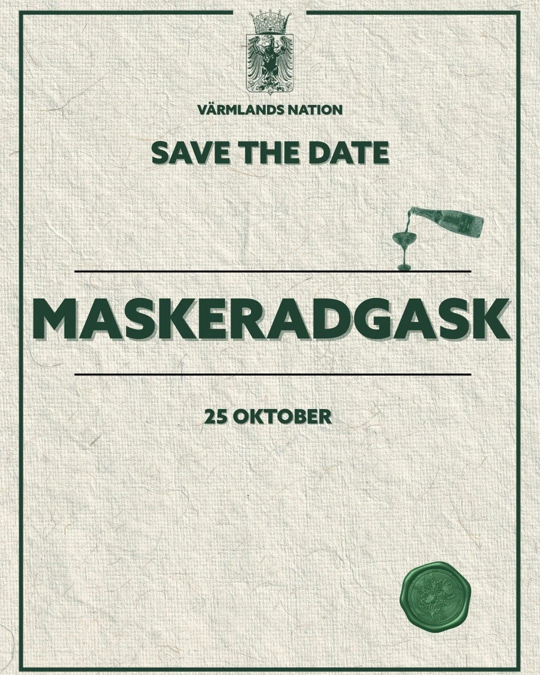 English below🙌

🎭 SAVE THE DATE 🎭

Den 25 oktober sm&auml;ller det p&aring; V&auml;rmlands nation &ndash; en kv&auml;ll d&auml;r skratt ekar mellan borden, glasen h&ouml;js och varje &ouml;gonblick vibrerar av liv. Vi ska inte avsl&ouml;ja f&ouml;