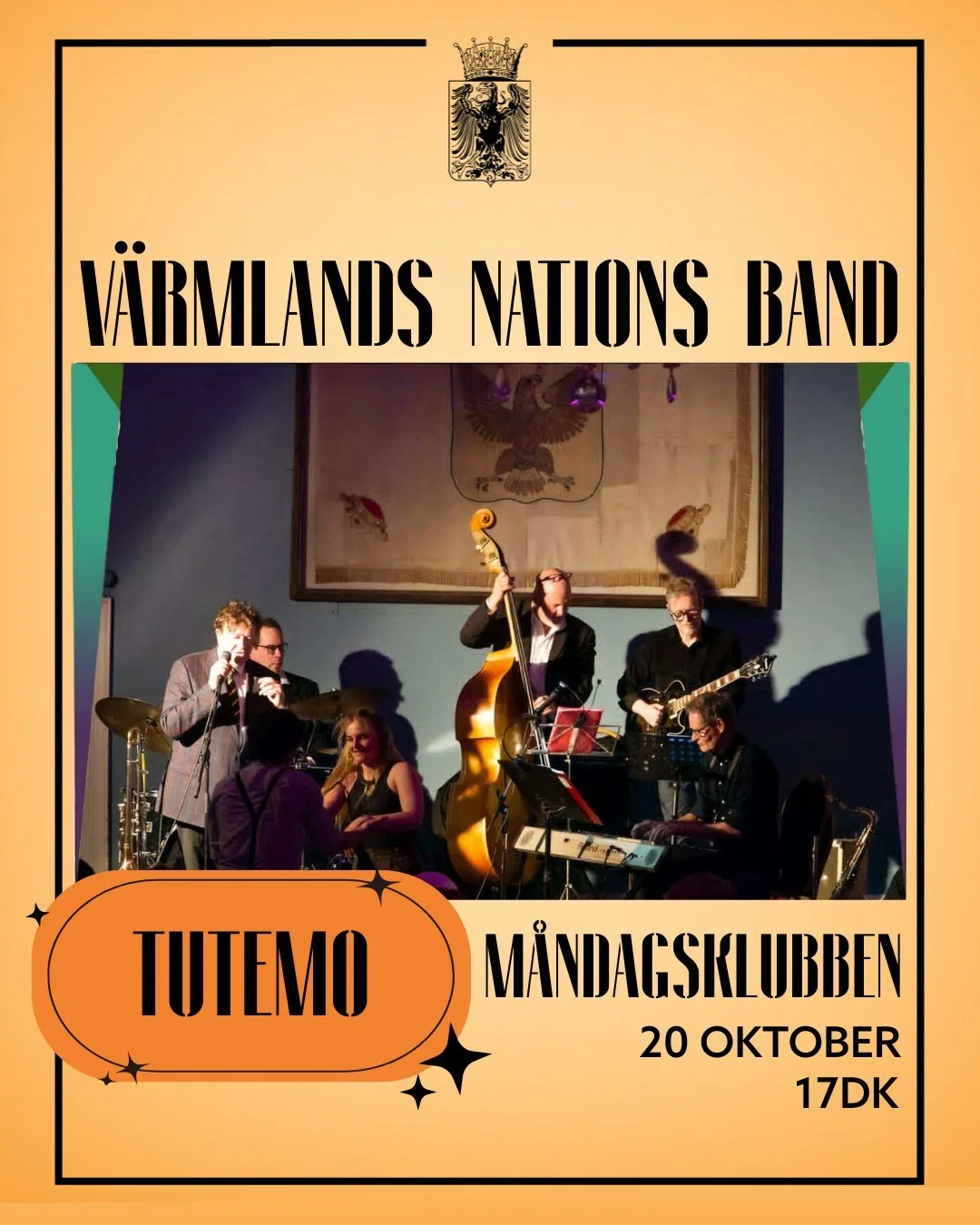 ✨🎷Band #3: M&aring;ndagsklubben presenterar TUTEMO🎷✨

Under 1960-talet var M&aring;ndagsklubben Sveriges st&ouml;rsta jazzklubb &ndash; och den h&ouml;lls p&aring; V&auml;rmlands nation i Uppsala! Nu n&auml;rmar vi oss det stora datumet, 20 oktober