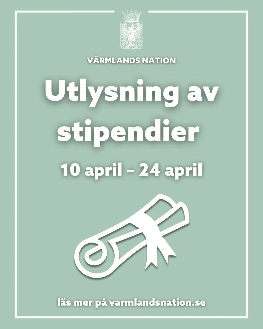 English below🙌

📜 Utlysning av stipendier 📜

&Auml;rade medlemmar,
V&auml;rmlands nation utlyser v&aring;rens andra omg&aring;ng stipendier! D&auml;ribland handlar det om rese- och forskarstipendier, men &auml;ven flera andra stipendier finns att 