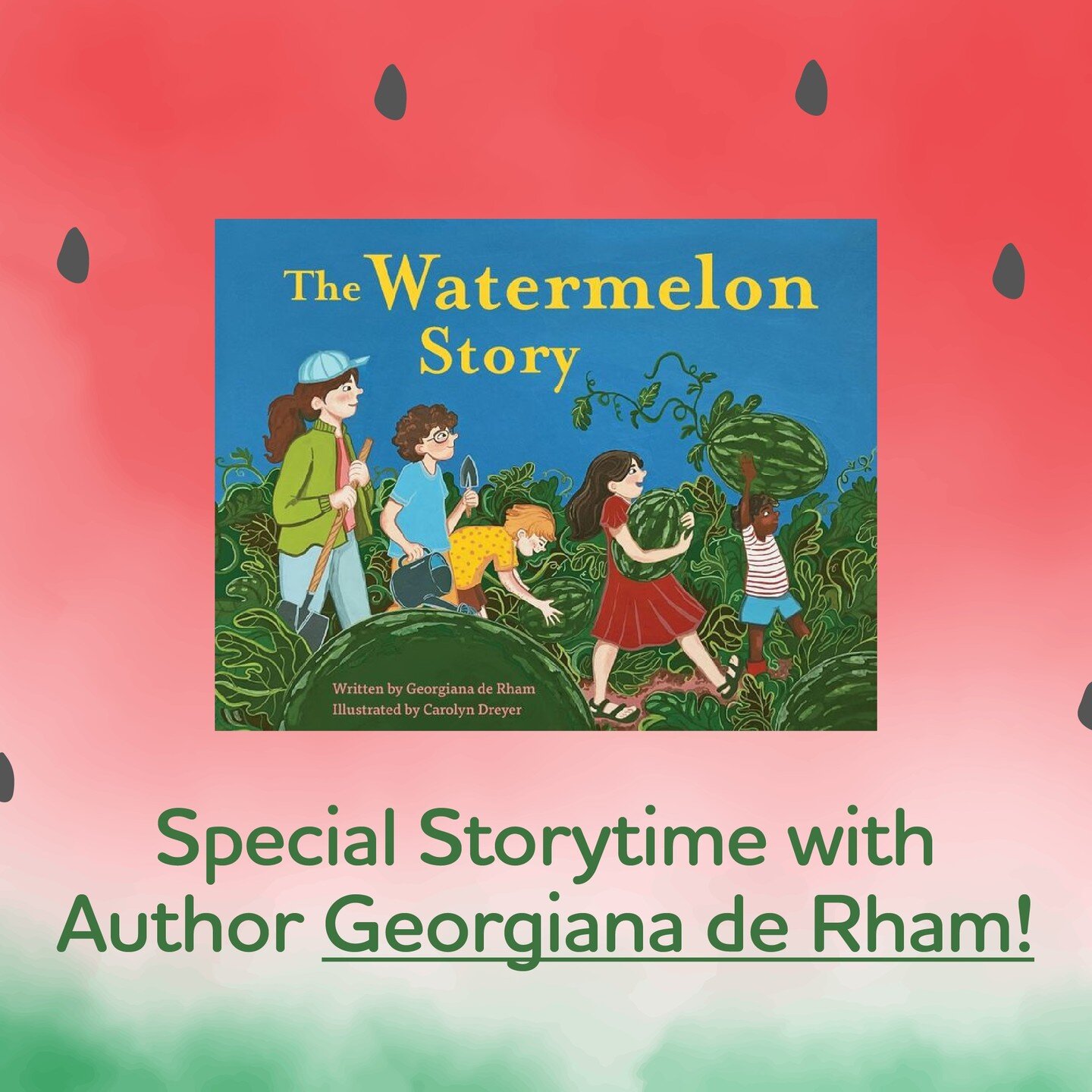 ✨🍉🌞✨
It&rsquo;s watermelon season! 

Come to the Lawrence Memorial Library for a watermelon themed story time on Thursday, August 3rd at 10:30 AM. 

Enjoy watermelon snacks, coloring pages, and a reading of The Watermelon Story with local author Ge