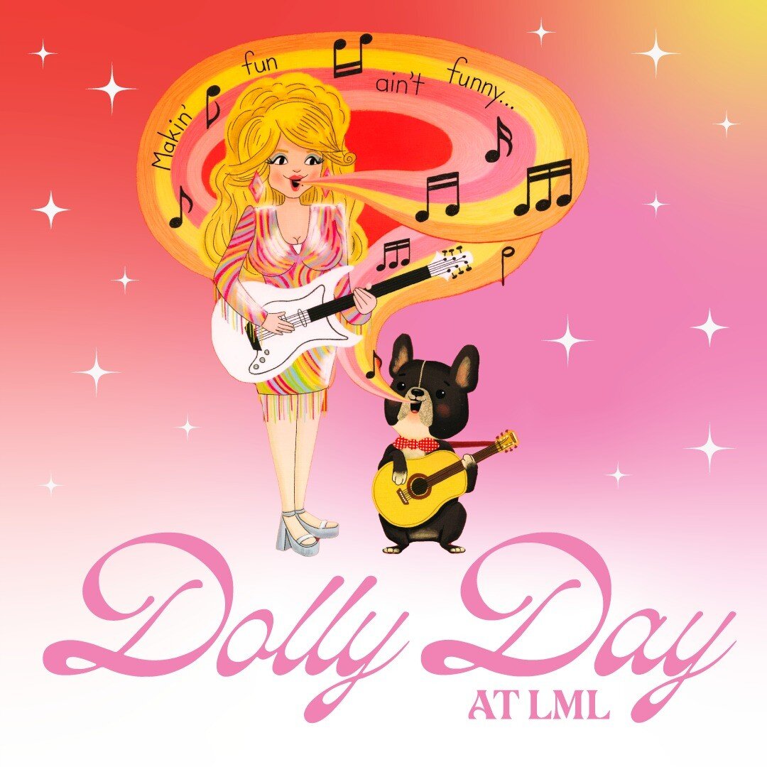 ✨💕🦋💕✨
TOMORROW, June 10th from 9:30-11:30am, is Dolly Day @ LML! 

Join us with all of your sparkles, imagination, and positivity &ndash; our Children's Librarian, Alison, will read Dolly's new picture book: Dolly Parton's Billy the Kid Makes It B