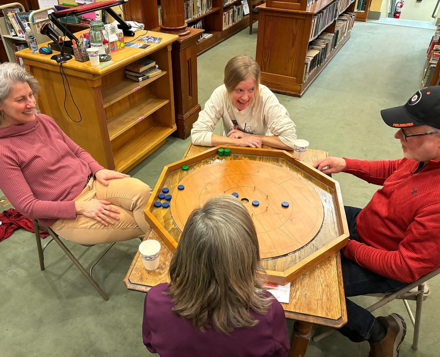 Plenty of fun was had at our special Crokinole game night. Thanks to everyone who came out to play!

Want to get on the fun? Join our fabulous volunteer Mark Gibson at the library on March 20th at 6:15 pm for our next game night.