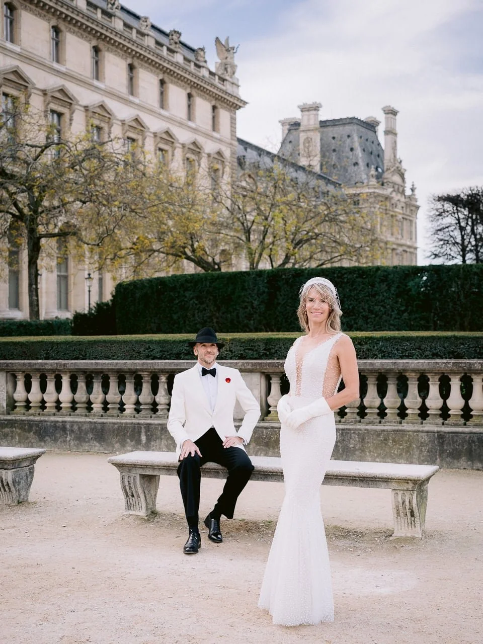 Paris couples photographer capturing fashion style, editorial portraits of a newly married couple