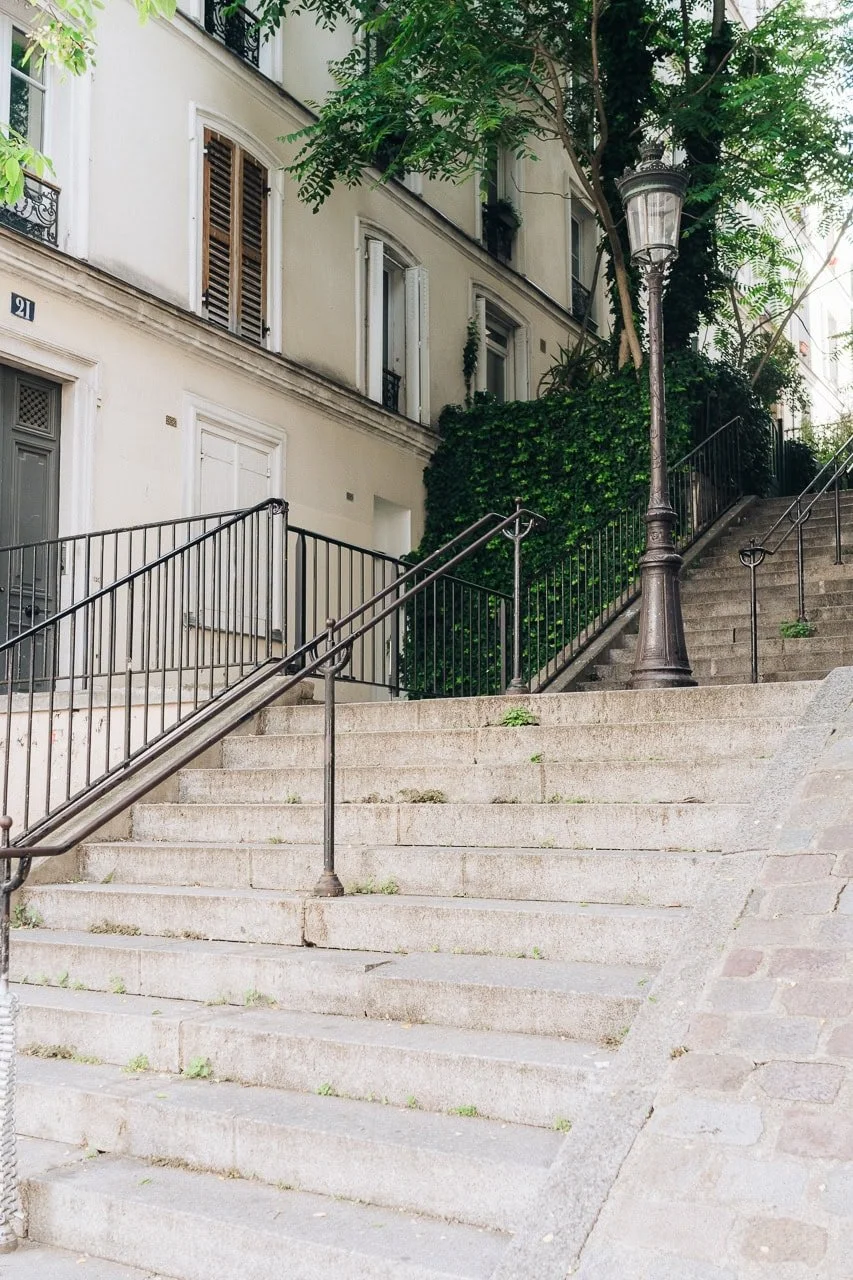 Empty steps and viewpoints at Montmartre before sunrise crowds arrive in Paris