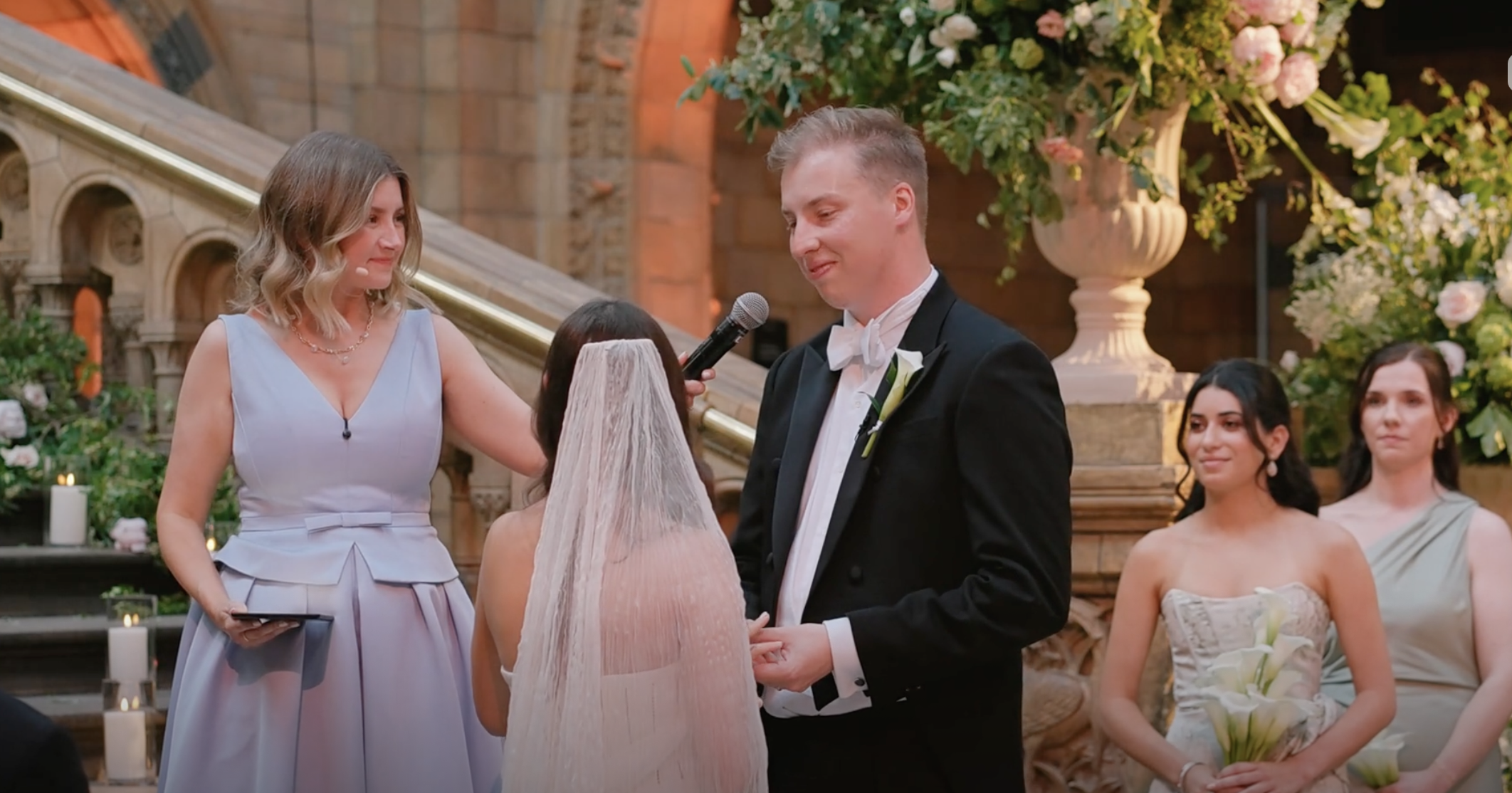 Wedding celebrant Kathryn B Wilson conducting a ceremony at the Natural History Museum