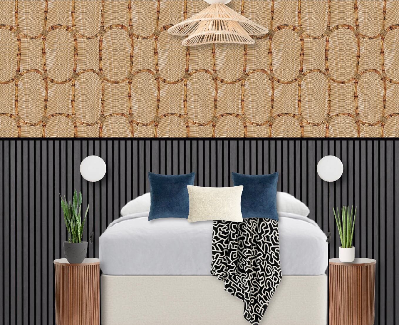 I&rsquo;m designing another bedroom around another fabulous @poodleandblonde pattern..but this time it&rsquo;s wallpaper! Paired with some charcoal @naturewalluk panelling of course! This loft bedroom which will be a guest room has been so fun to wor