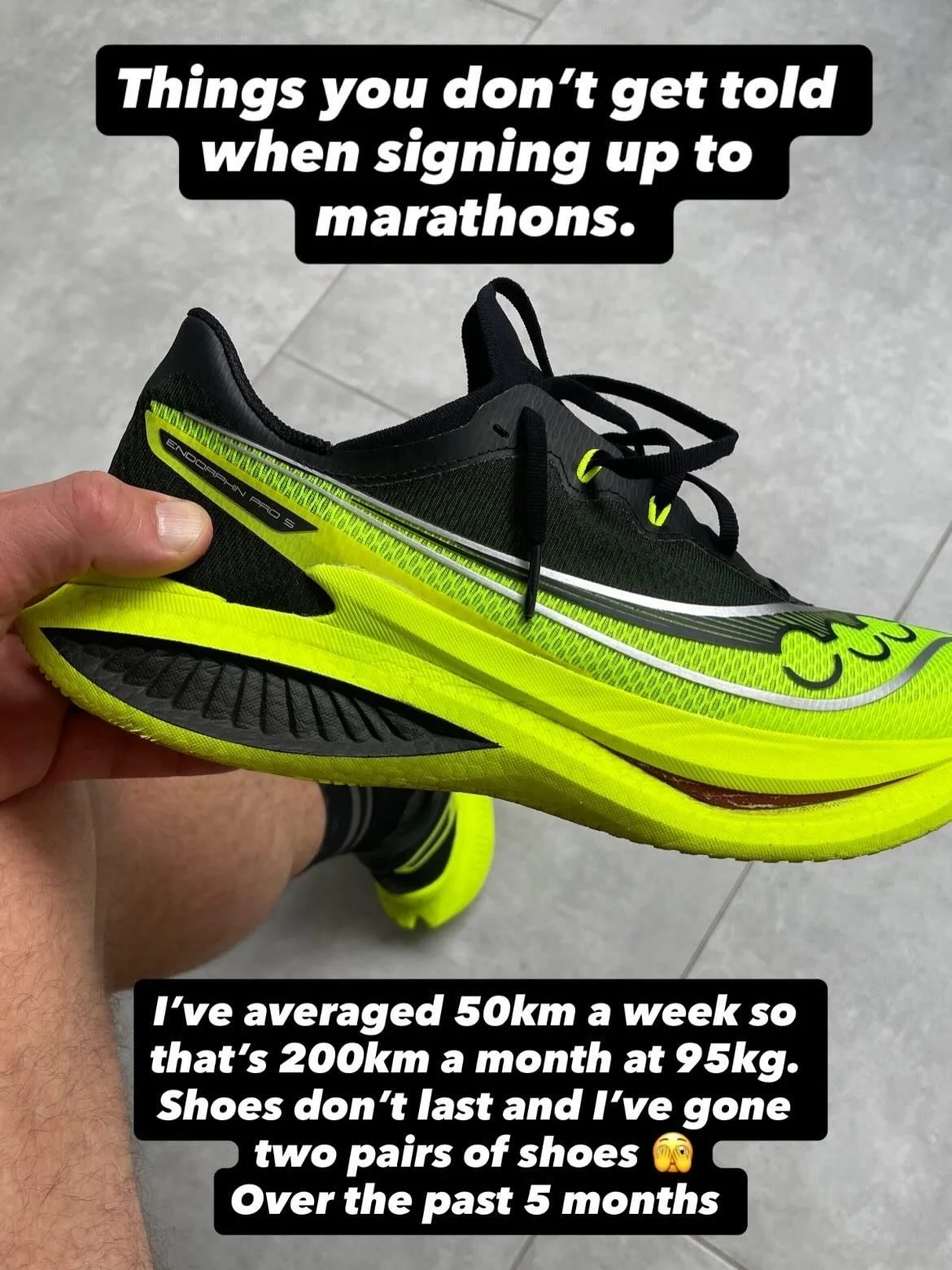 Things no one warns you about when you sign up for a marathon&hellip;

&bull; The graveyard of running shoes you&rsquo;ll go through 👟
&bull; Eating like it&rsquo;s a full-time job
&bull; Constantly &ldquo;just having a snack&rdquo;
&bull; The sheer