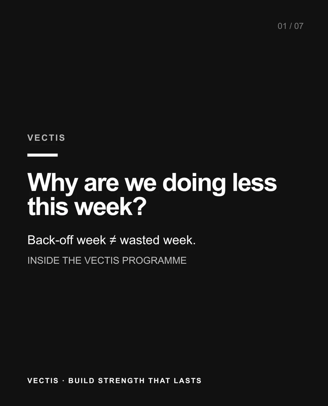 Why are we doing less this week?

Because doing more isn&rsquo;t always the fastest way to make progress.

This week is deliberately programmed as a back-off week.

We&rsquo;ve spent the previous weeks accumulating training volume, developing strengt