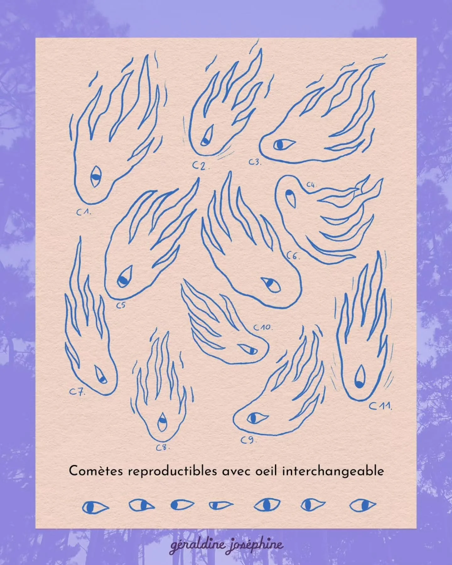 ❤️&zwj;🔥Demain c'est la derni&egrave;re flashday d'@allezzou.tattoo pour l'occasion voici voil&agrave; une planche de com&egrave;tes reproductible et surtout...surtout...je vous propose de vous tatouer en monochrome &agrave; l'encre bleu ou &agrave;