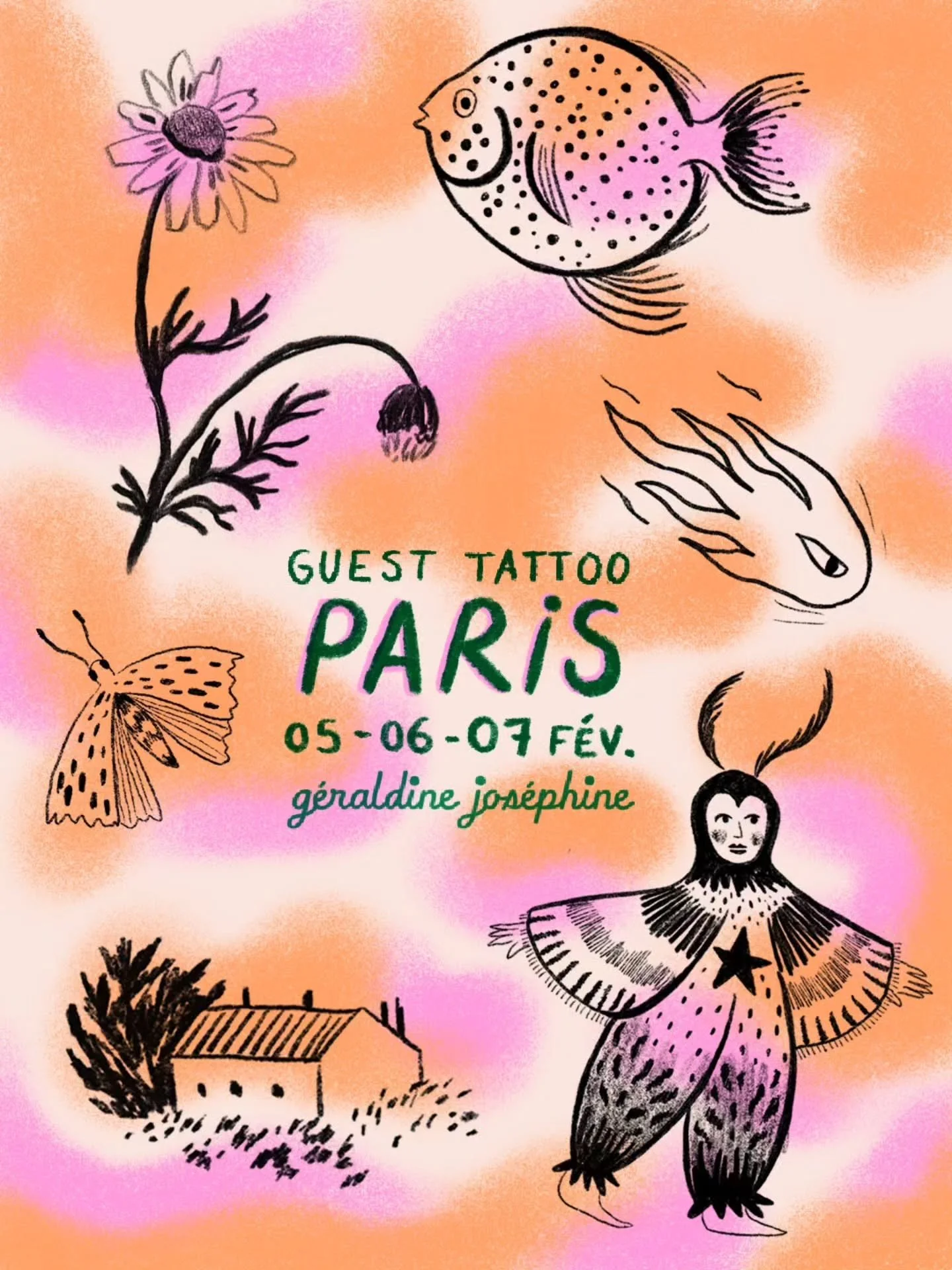 🚨 GUEST PARIS🚨 trop contente de revenir &agrave; Paris chez @vroum.studio pour vous tatouer d&eacute;but 2026! &Eacute;crivez-moin si un flash vous a tap&eacute; dans l'oeil ou que vous avez un projet en t&ecirc;te. J'ai h&acirc;te de vous lire!

?