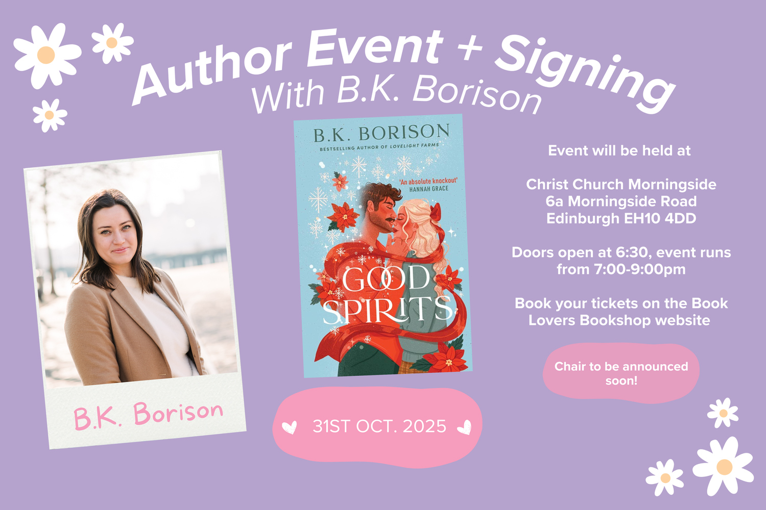 Ghosts, Romance and the Paranormal: An Author Event & Signing with BK Borison | Edinburgh
