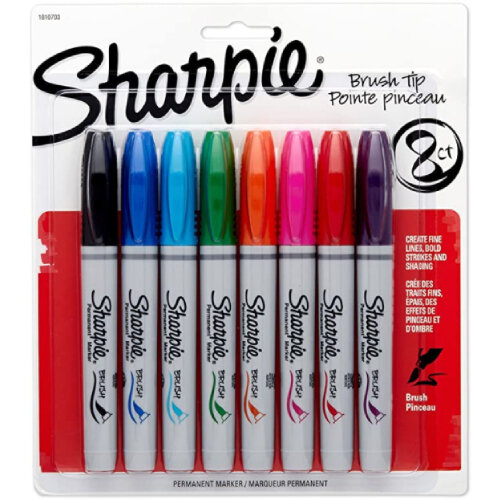 Sharpe Brush Tip - An alcohol-based, quick-drying permanent marker for unusual surfaces.