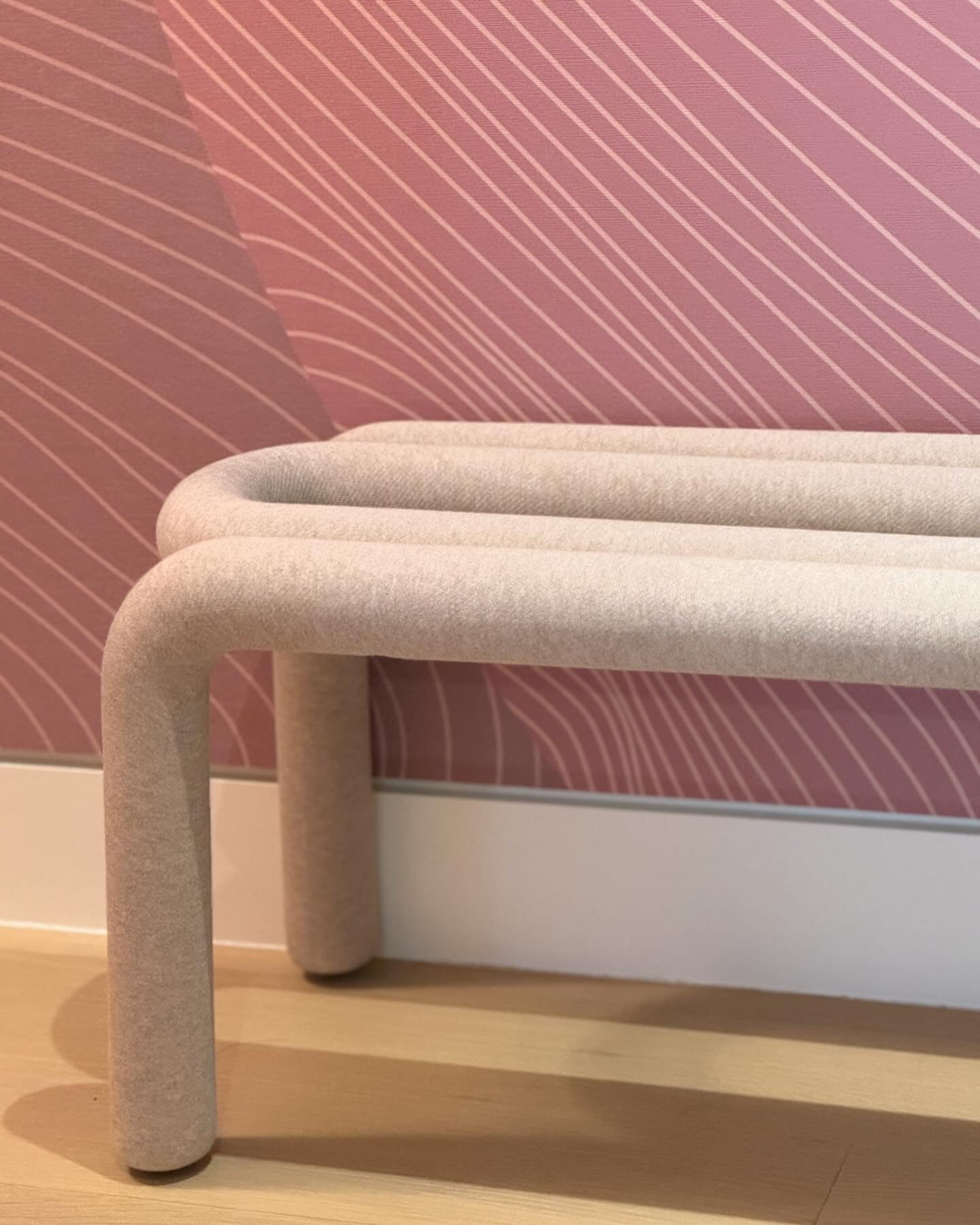 Take a load off in a cool way. Sneak peek of client entry courtesy of @jillmalek and @biggamedesign.  #moustachebench #entry #wallpaper #bauhaus #bench