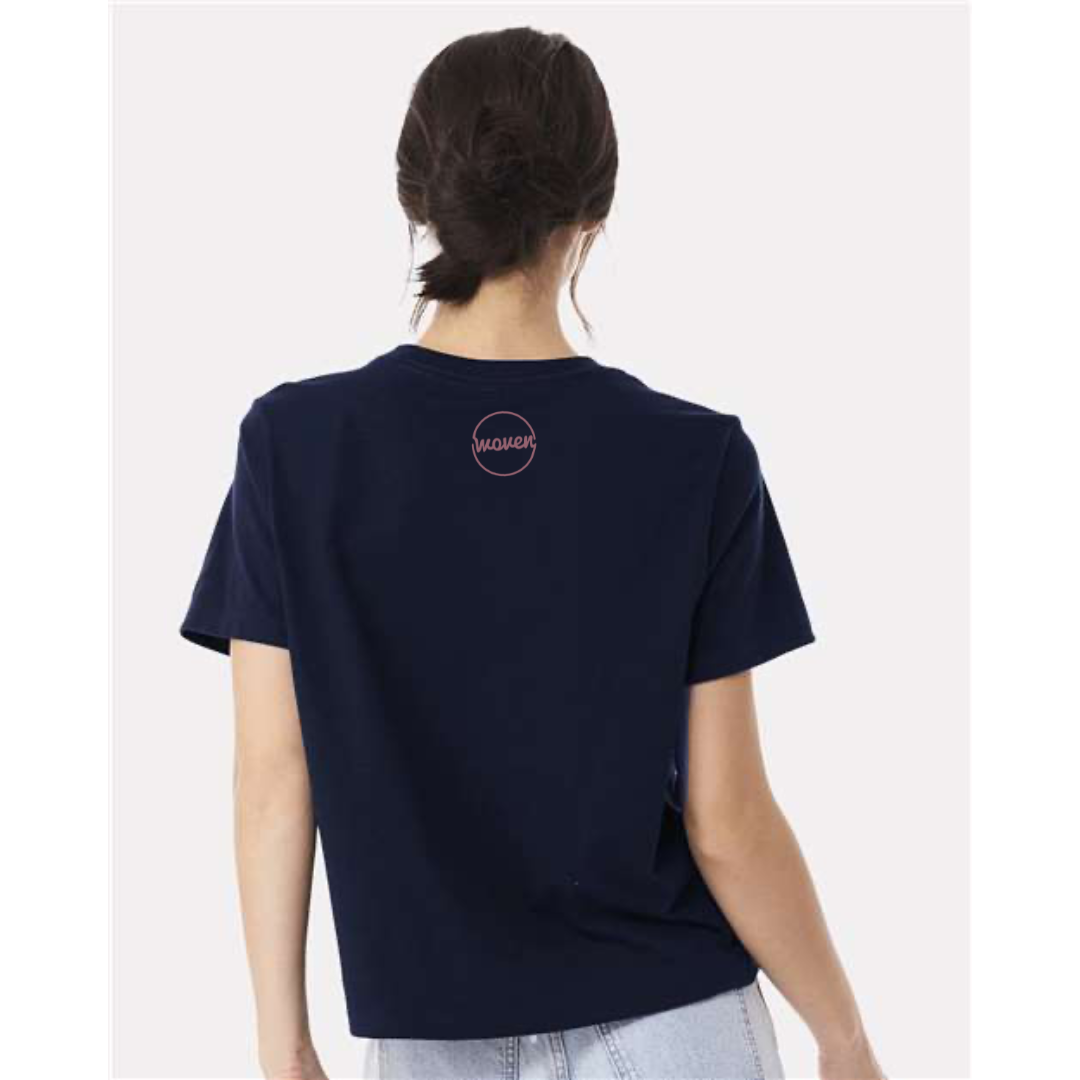 Navy Boxy Tee | Pink Logo | Back.png