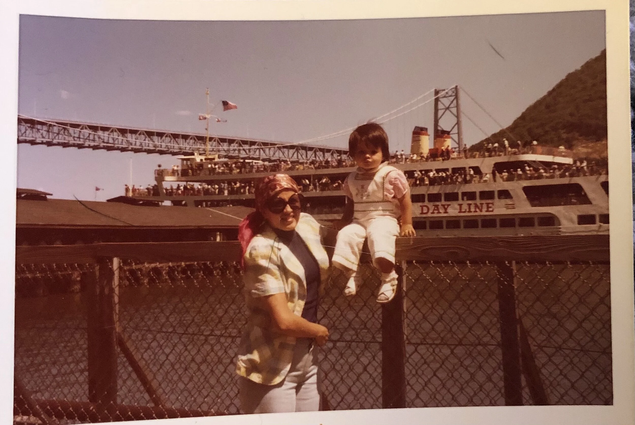 Day, right, with her mother, left, on the bank of the Hudson River.