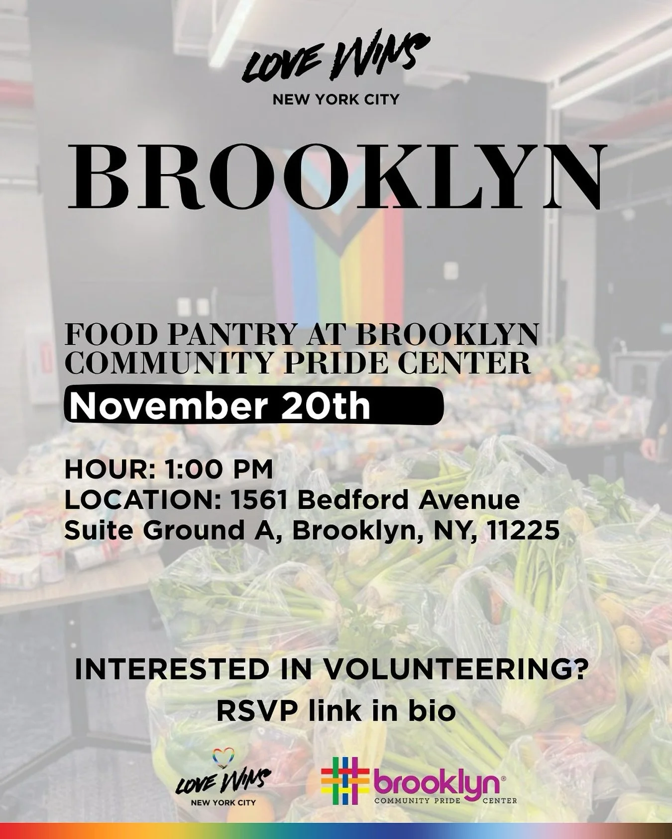 Love has a date and place in November 💜
6 food pantries | 5 locations | 1 purpose: to make sure no one feels invisible.

See you at:
Feeding📍 BROOKLYN - Nov 20 | 1:00 PM

Volunteer and donate link in bio. #foodjustice #foodpantries #foodpantry

Wan