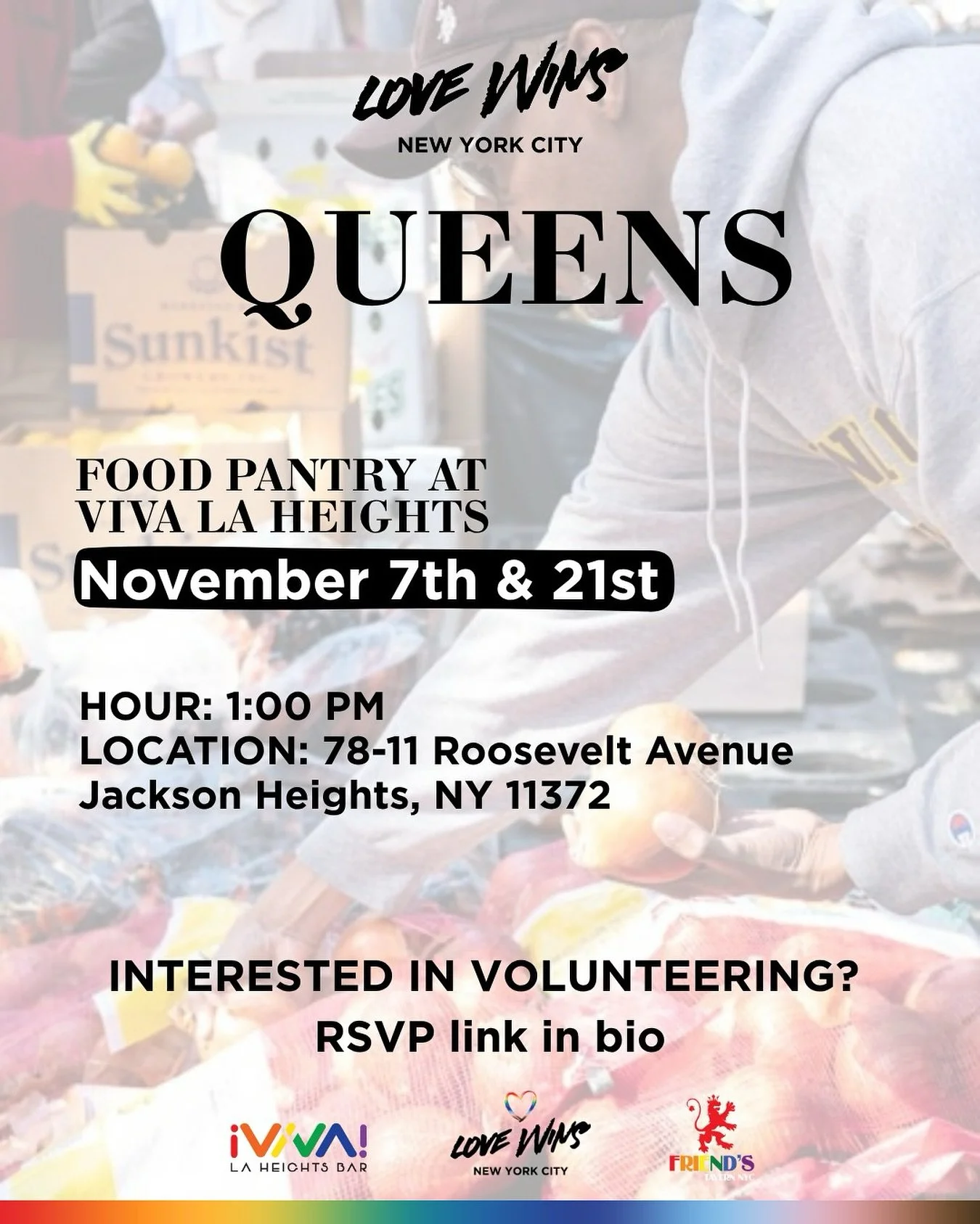 Love has a date and place in November 💜
6 food pantries | 5 locations | 1 purpose: to make sure no one feels invisible.

See you at:
Feeding 📍 QUEENS - Nov 7 &amp; 21 | 1:00 PM

Volunteer and donate link in bio. #foodjustice #foodpantries #foodpant