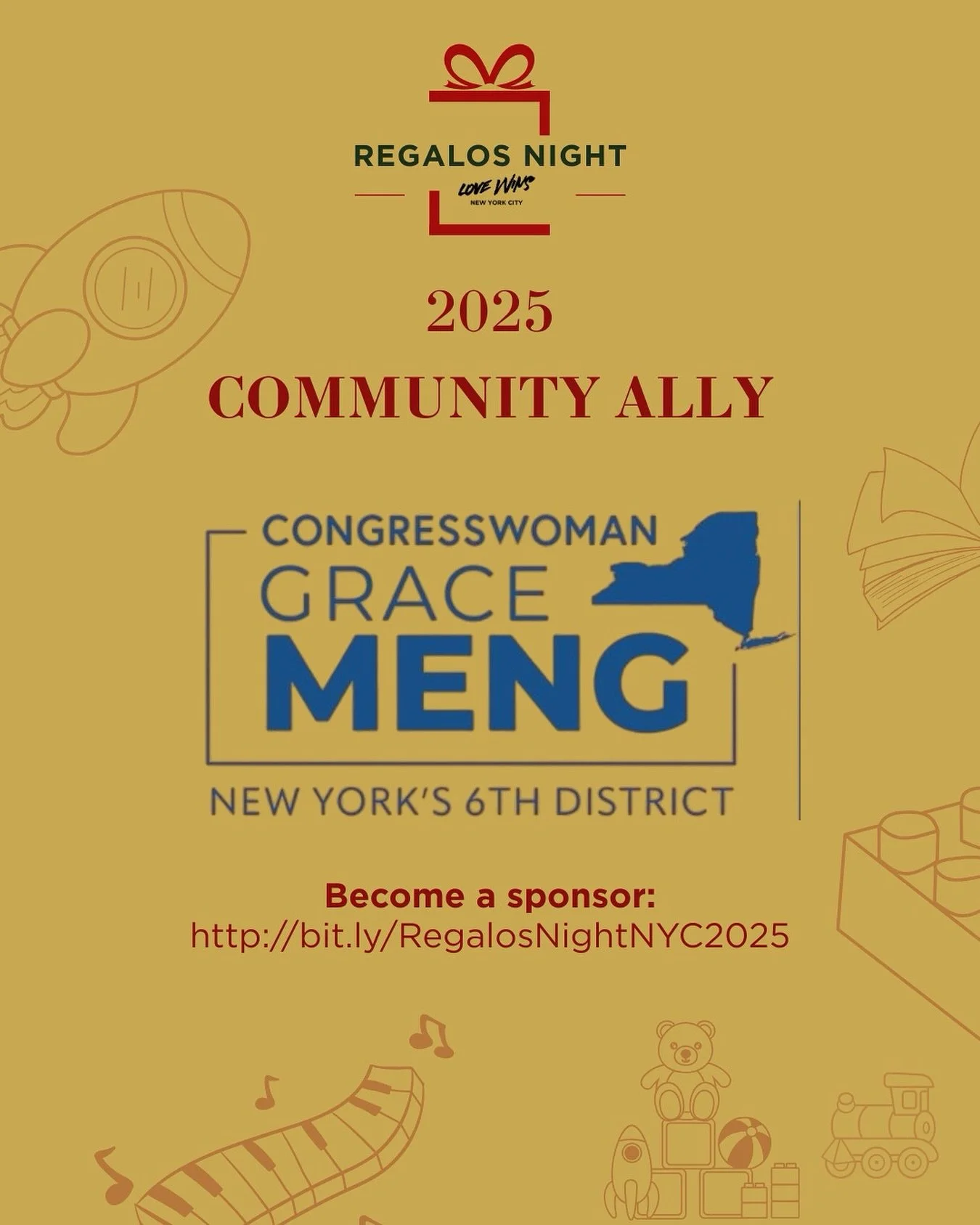 We are excited to have @grace4ny as a Community Ally for Regalos Night 2025, in support of Love Wins NYC.

This support goes towards a collective commitment to food insecure New Yorkers.

#RegalosNight2025 #LoveWinsNYC