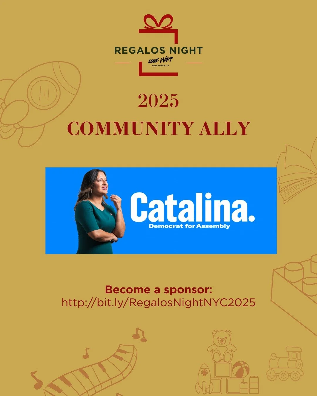 We are excited to have @catalinacruzny as a Community Ally for Regalos Night 2025, in support of Love Wins NYC.

This support goes towards a collective commitment to food insecure New Yorkers.

#RegalosNight2025 #LoveWinsNYC