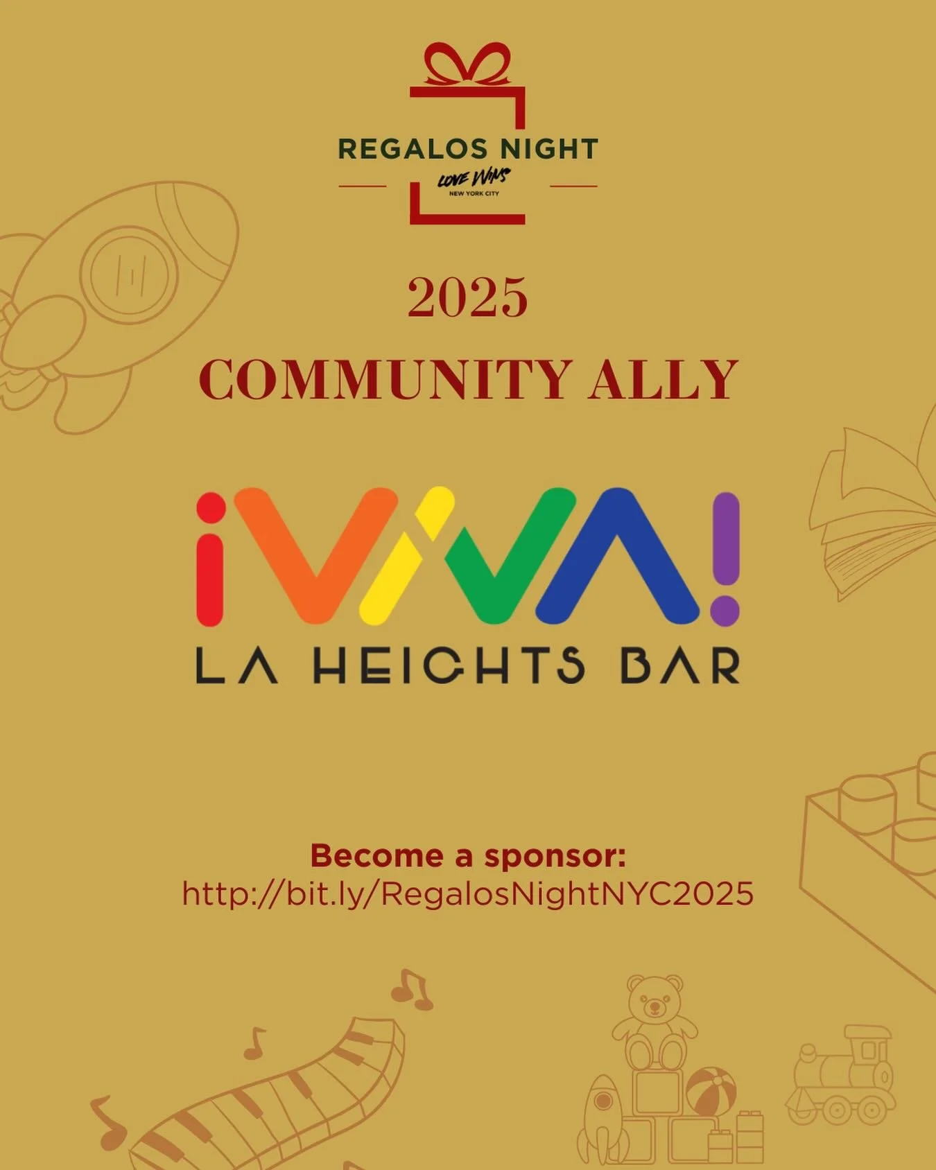 We are excited to have @vivabarnyc as a Community Ally for Regalos Night 2025, in support of Love Wins NYC.

This support goes towards a collective commitment to food insecure New Yorkers.

#RegalosNight2025 #LoveWinsNYC