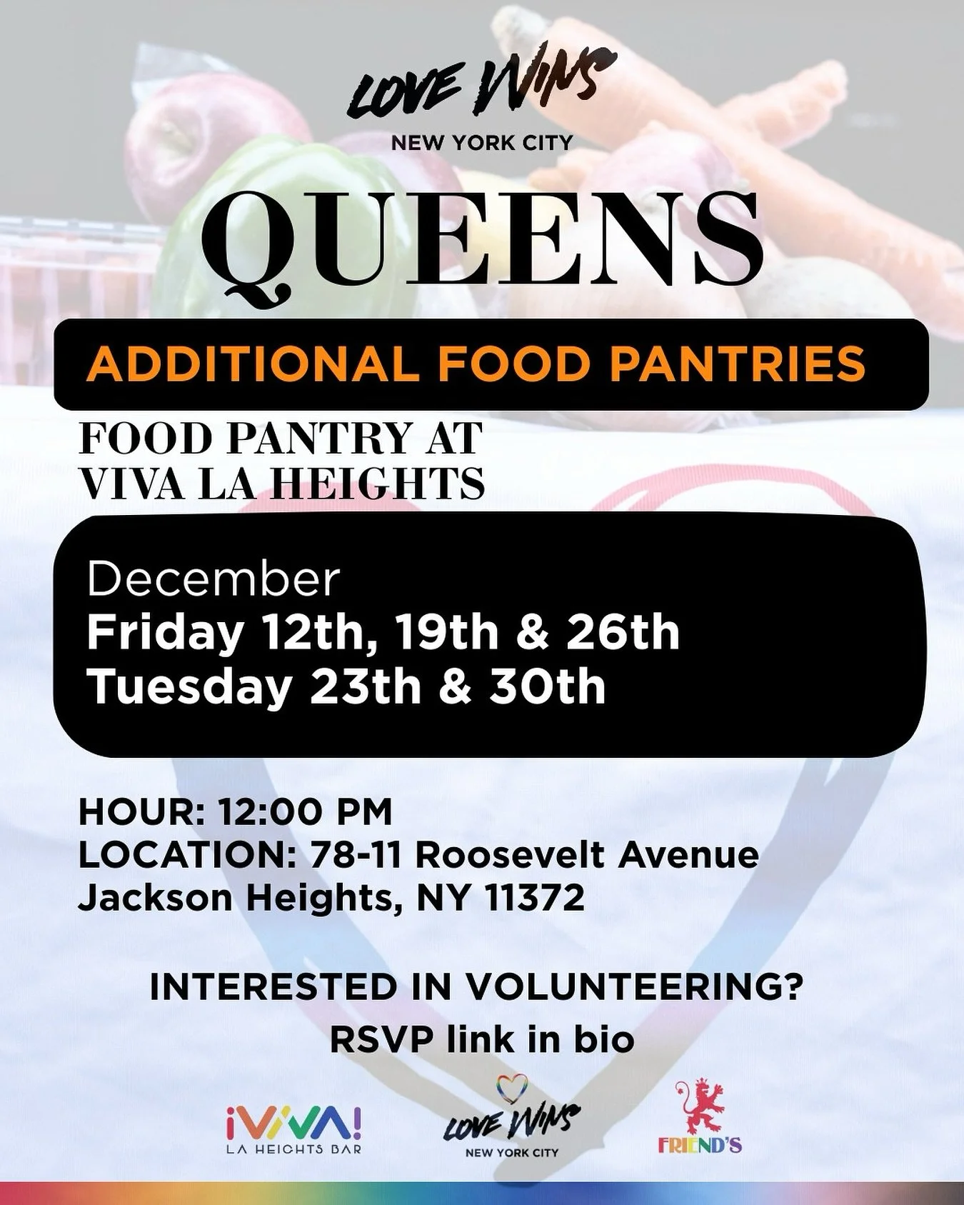 📍QUEENS - Love Wins NYC is providing four more additional distributions this month to support those impacted by SNAP delays.

We are committed to continuing our work and maximize our resources in support of our community. We do this with intentional