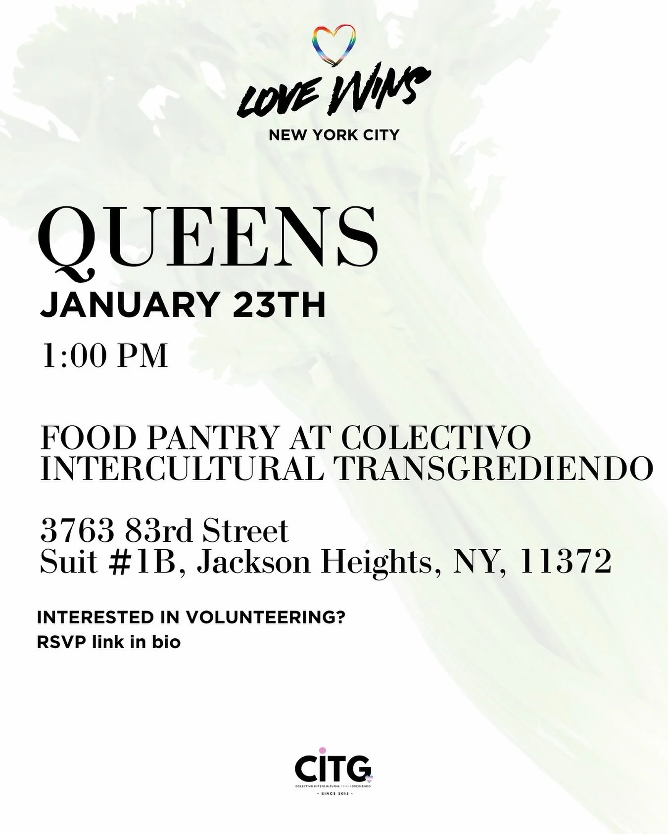 📍QUEENS.
In 2016, Love Wins NYC continues to be committed to the neighbors who access our services. Please share this information and let&rsquo;s continue taking care of each other. 🌈