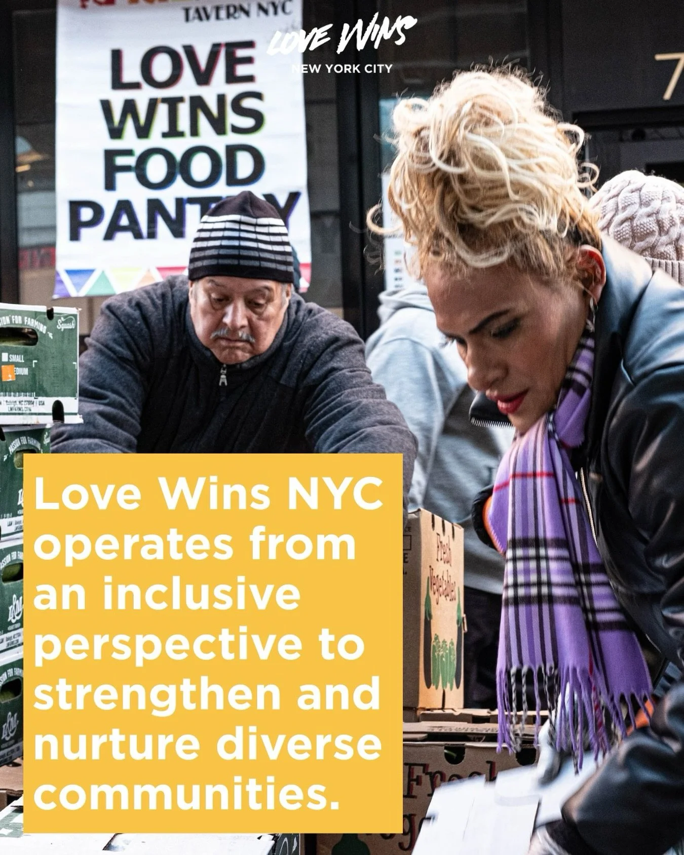 At Love Wins NYC, we work towards dignified access to food through pantries that provide quality food in safe, respectful, and inclusive environments. 🍅🧑&zwj;🧑&zwj;🧒👩&zwj;❤️&zwj;👩👨&zwj;❤️&zwj;👨🤝
