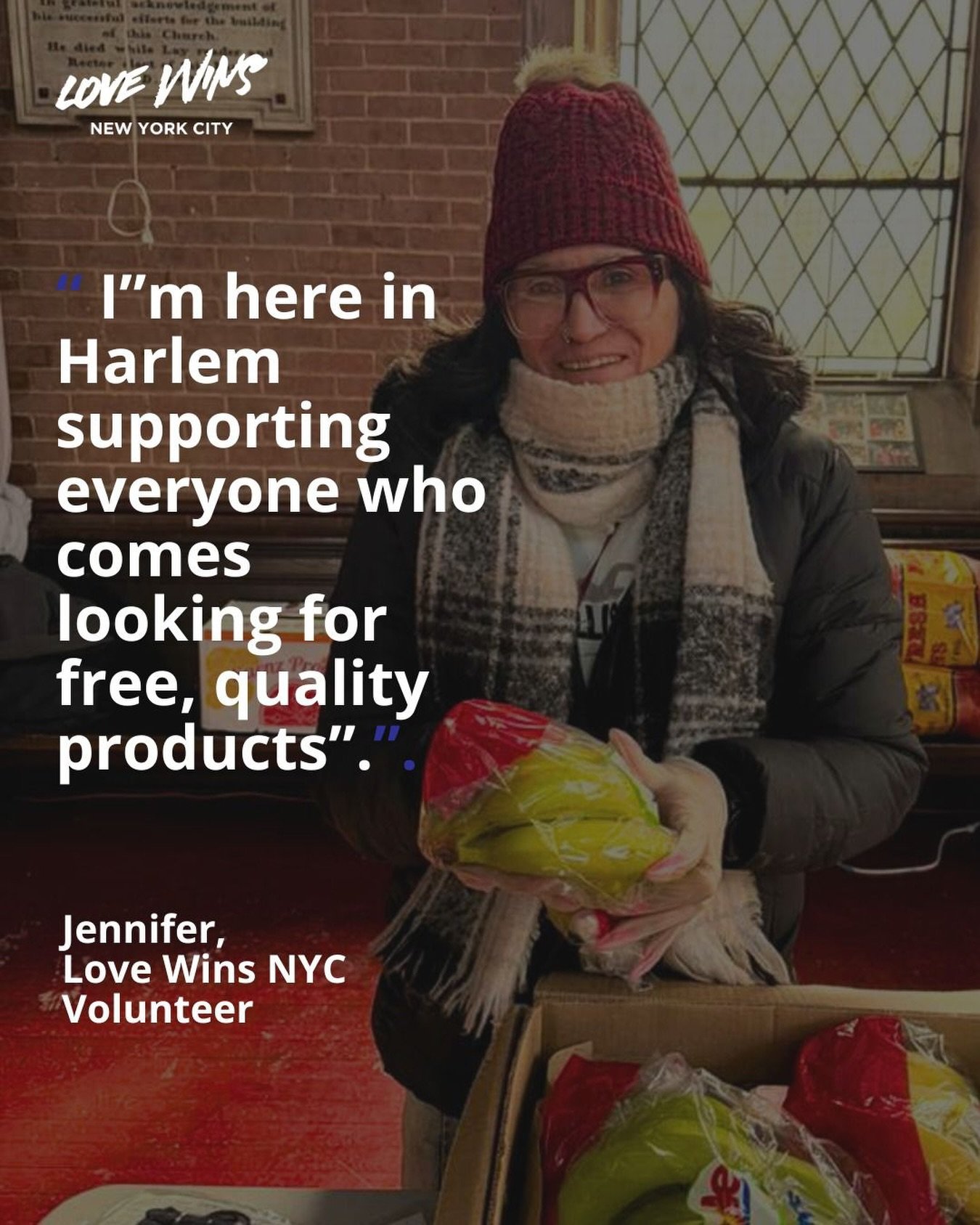 We thank Jennifer for her support as a volunteer in our Manhattan pantry 🧡. Her work inspires more people to join and volunteer.🤝