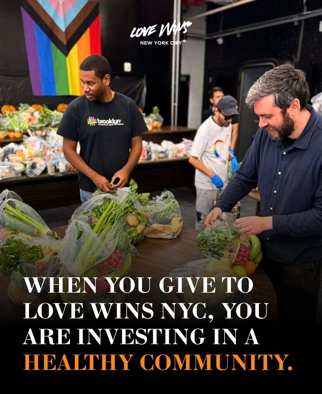 Your donation to Love Wins NYC helps build a healthier community 💚.

In New York City, more than 1.2 million people experience food insecurity. Thanks to your support, we distribute fresh, essential food items that enable families to meet their basi