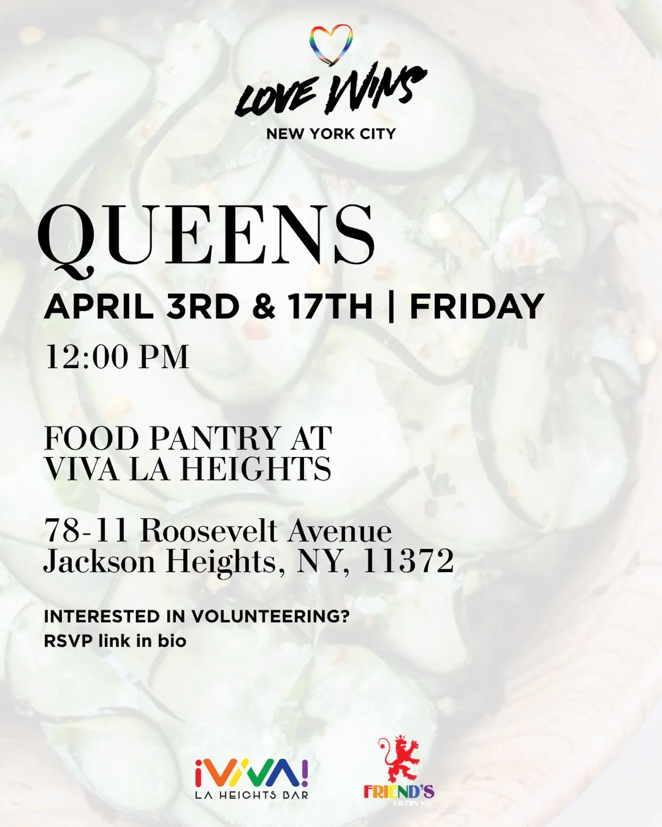 📍QUEENS  The dates of our next pantry distribution are now available✅.

We invite you to join us and share widely. 

If you want to contribute your time and energy, we invite you to join as a volunteer, send us a DM or enter the link in the bio