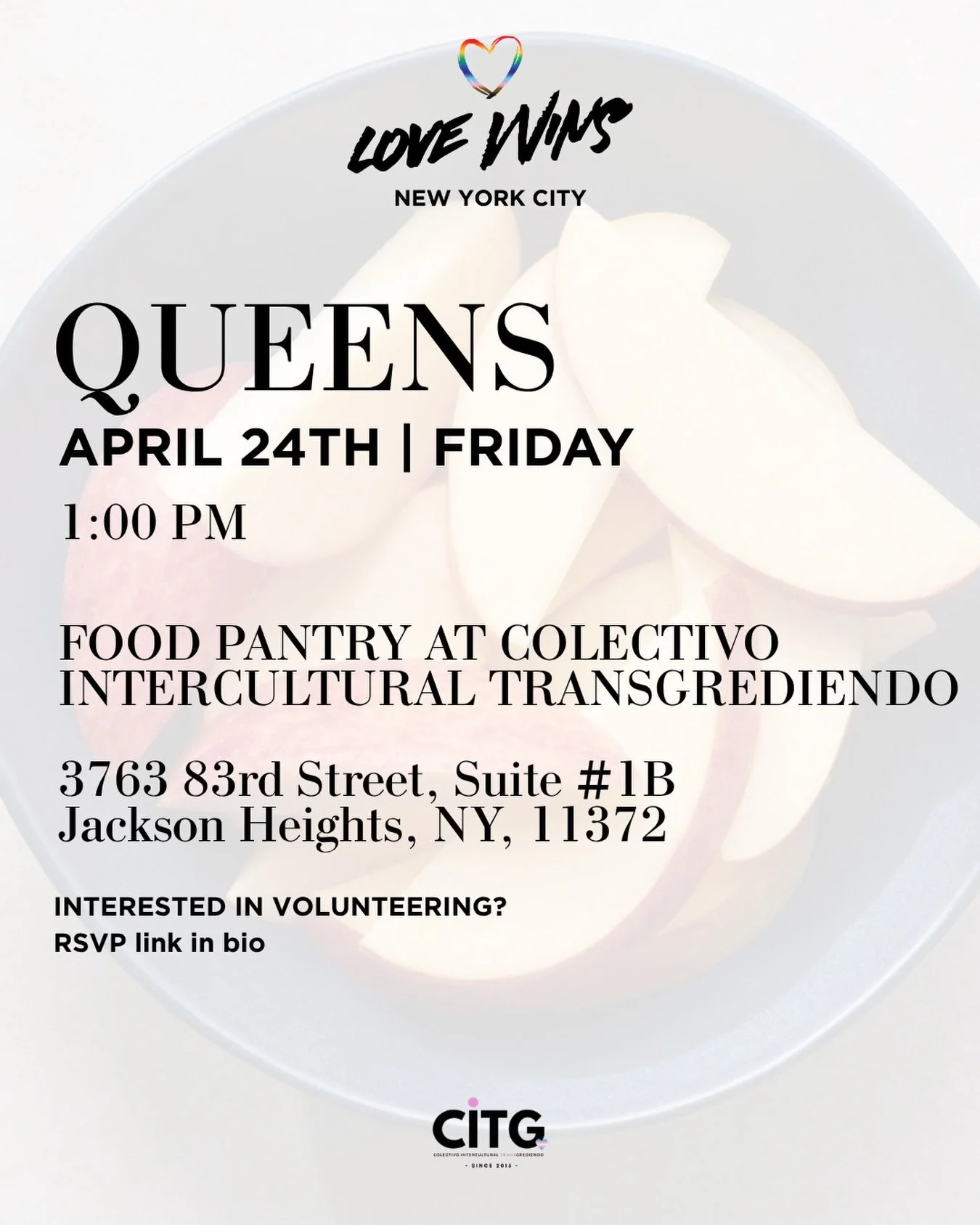 📍QUEENS  The dates of our next pantry distribution are now available✅.

We invite you to join us and share widely. 

If you want to contribute your time and energy, we invite you to join as a volunteer, send us a DM or enter the link in the bio
