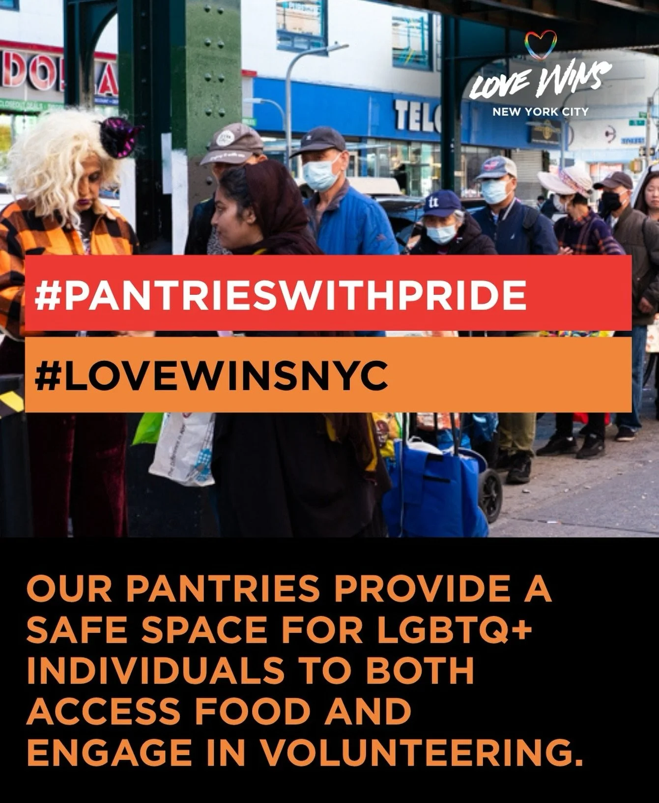 At Love Wins NYC, we celebrate Pride every day by building community 🧡.

#PantriesWithPride 🧡