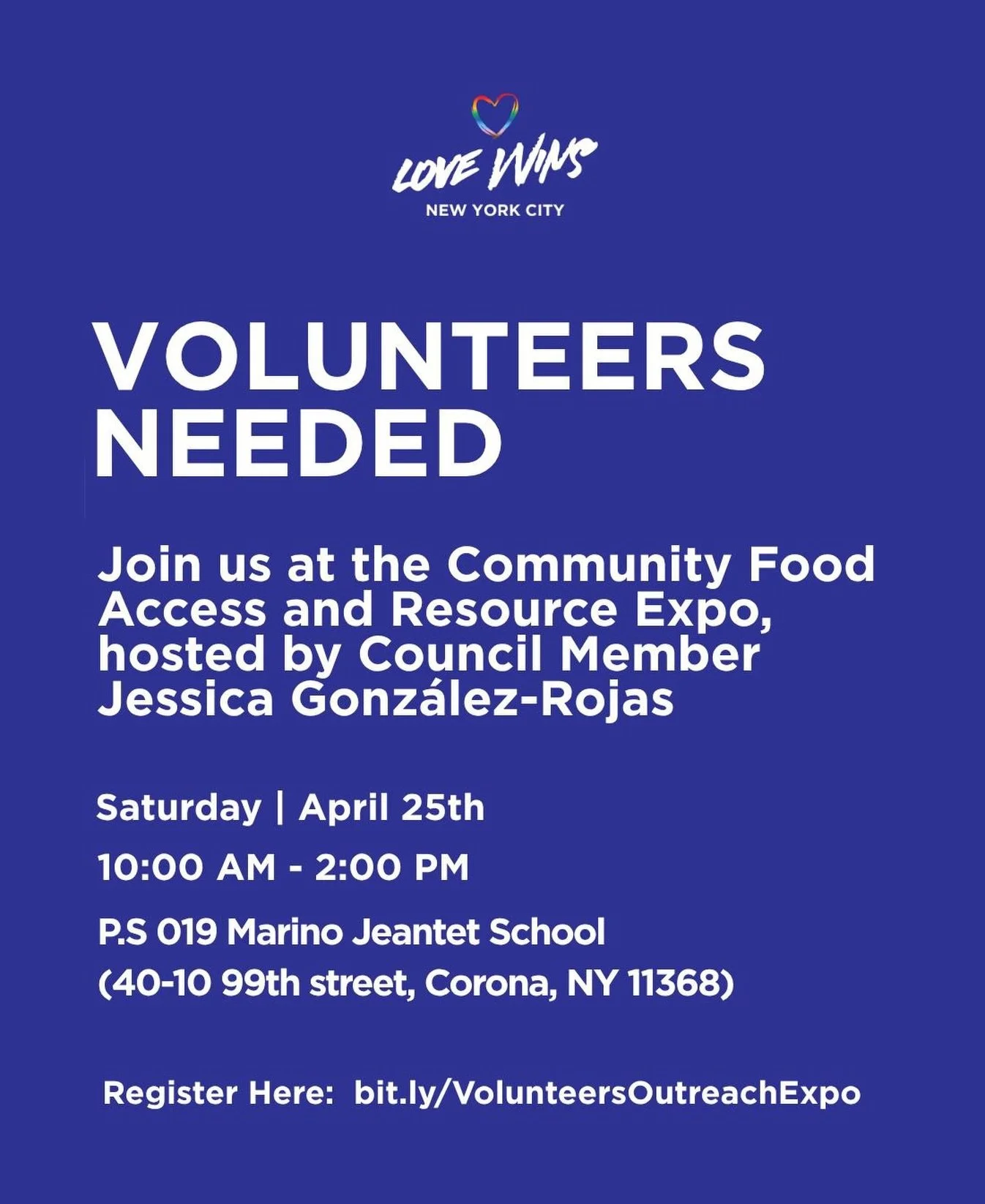 We are looking for volunteers to join us this Saturday, for a special outreach and tabling opportunity🩵.
We will be present at the Community Food Access and Resource Expo, hosted by Council Member Jessica Gonz&aacute;lez-Rojas🧡🍅👩🏻&zwj;🦰.

Regis