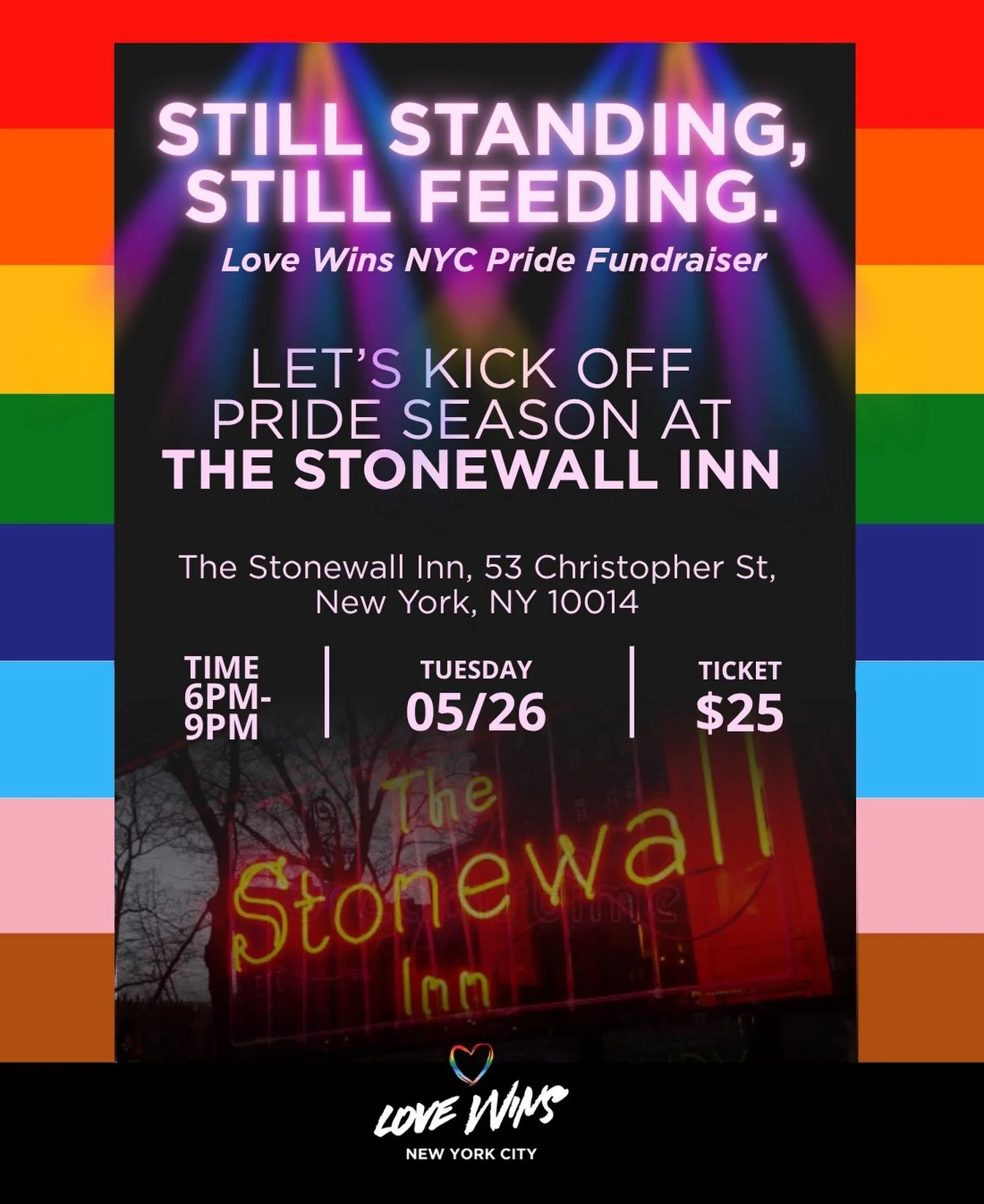 Join us for a milestone celebration to kick off Pride Month 2026 🏳️&zwj;🌈🌈❤️&zwj;🔥.

Purchase your ticket to be part of a celebration that helps reduce food insecurity amongst LGBTQ+ New Yorkers 💌🎊🍻.

Link in bio.