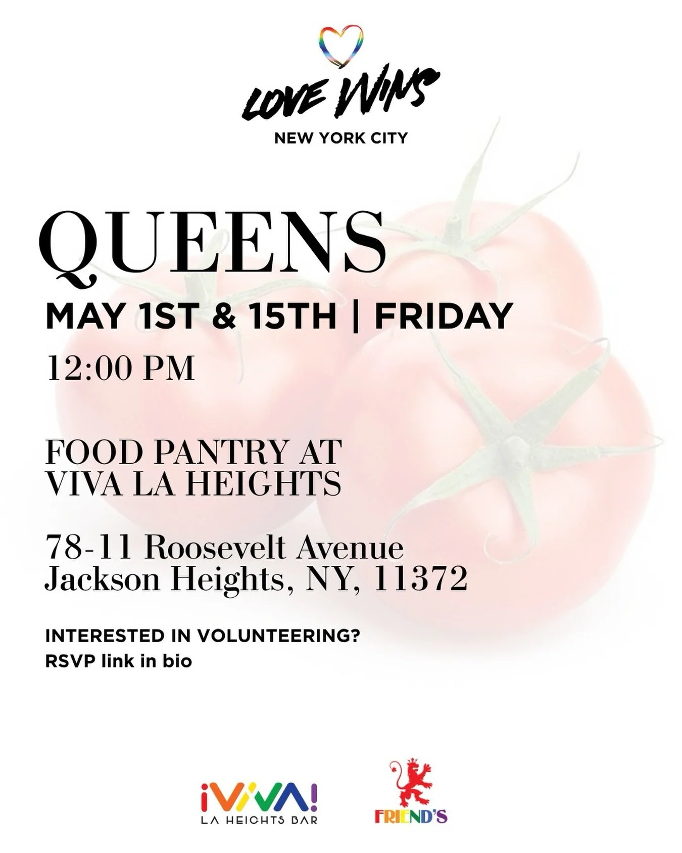 📍QUEENS!  Check out our May pantry distribution dates and join our volunteer team 👥🗣️.
Your support as a volunteer is key to helping us continue bringing food to our neighbors✅✅✅.
We look forward to seeing you! 👁️🫀.