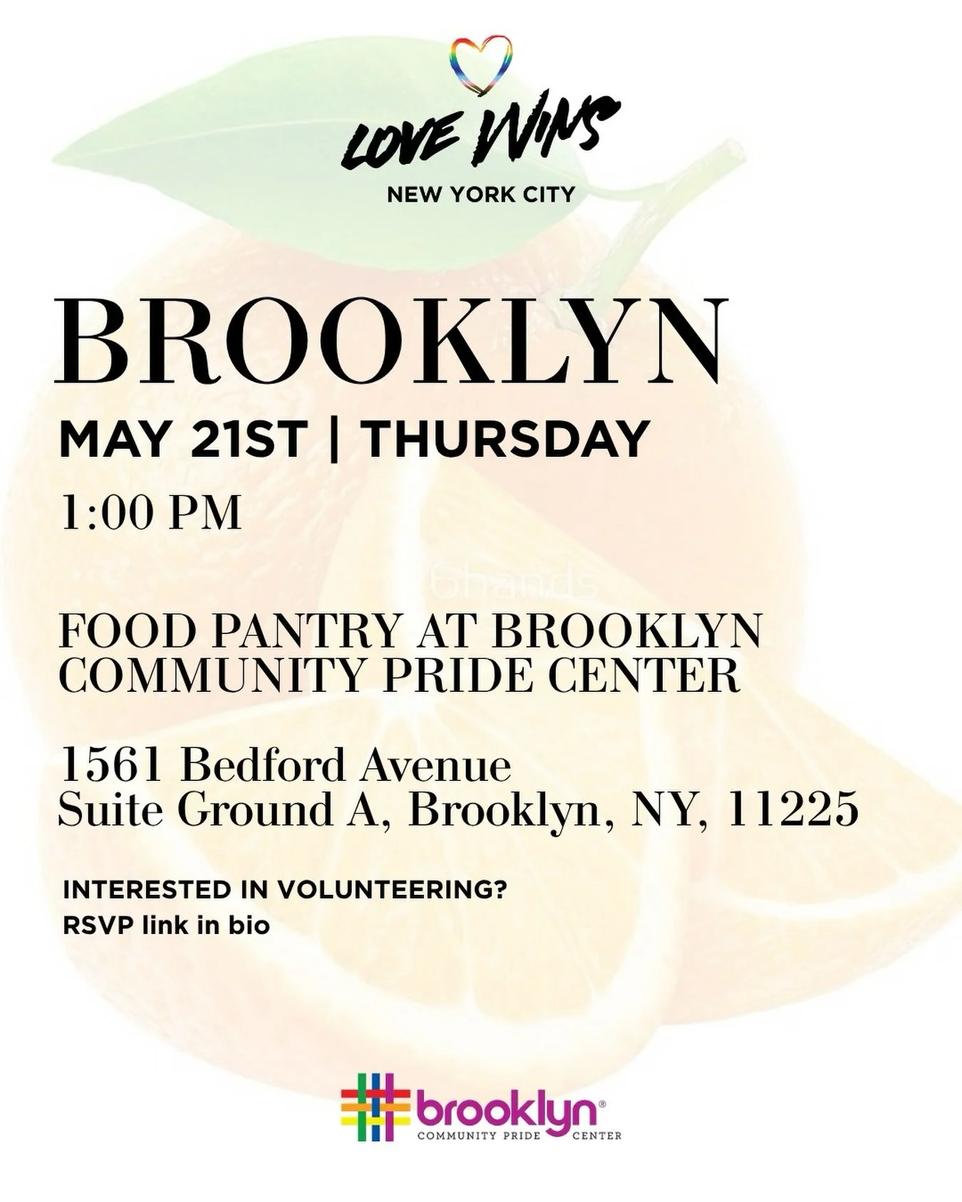 📍BROOKLYN!  Check out our May pantry distribution dates and join our volunteer team 👥🗣️.
Your support as a volunteer is key to helping us continue bringing food to our neighbors✅✅✅.
We look forward to seeing you! 👁️🫀.