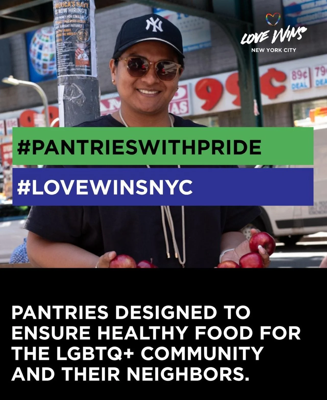 Fruits and vegetables are essential for a good life, yet many in New York lack access to them ‼️. At Love Wins NYC, we provide continuous access to healthy, high-quality food to promote a thriving lifestyle for the LGBTQ+ Community and their neighbor
