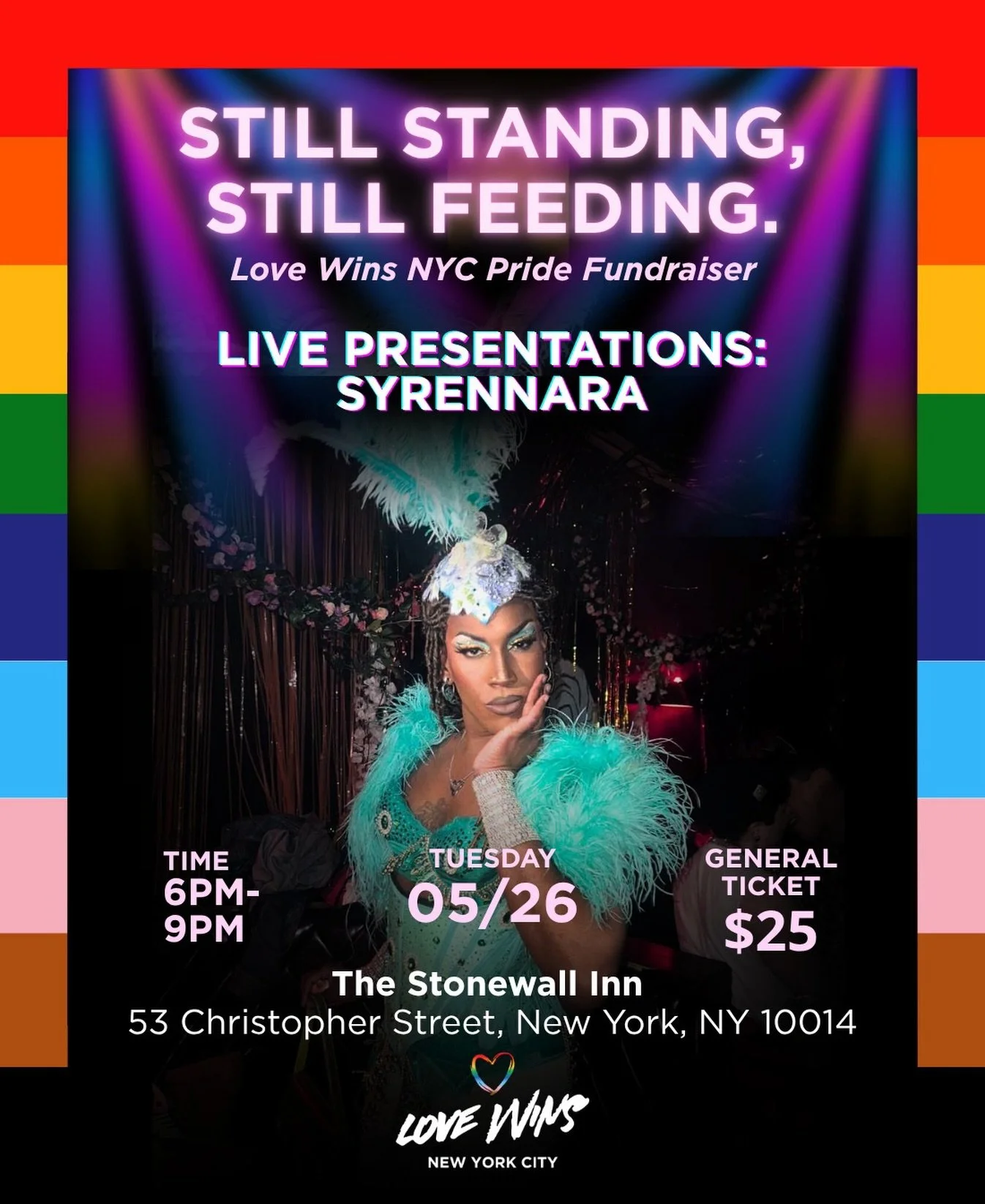 @SYRENNARA will be joining us at the *Love Wins NYC Pride Fundraiser* with a special performance!✨.

Enjoy a night of live performances while supporting our mission to help fight hunger in New York ❤️&zwj;🔥🫶🏻🌿🌃.

Purchase your ticket today throu