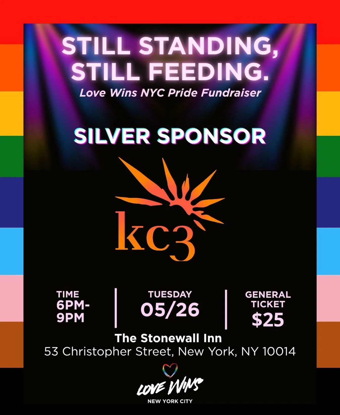 We&rsquo;re proud to announce our first Silver Sponsor for the Love Wins NYC Pride Fundraiser KC3 @kineticcommunities 🪙🩶. 

Become a sponsor of our Pride Fundraiser by visiting the link in our bio✅✅✅.
