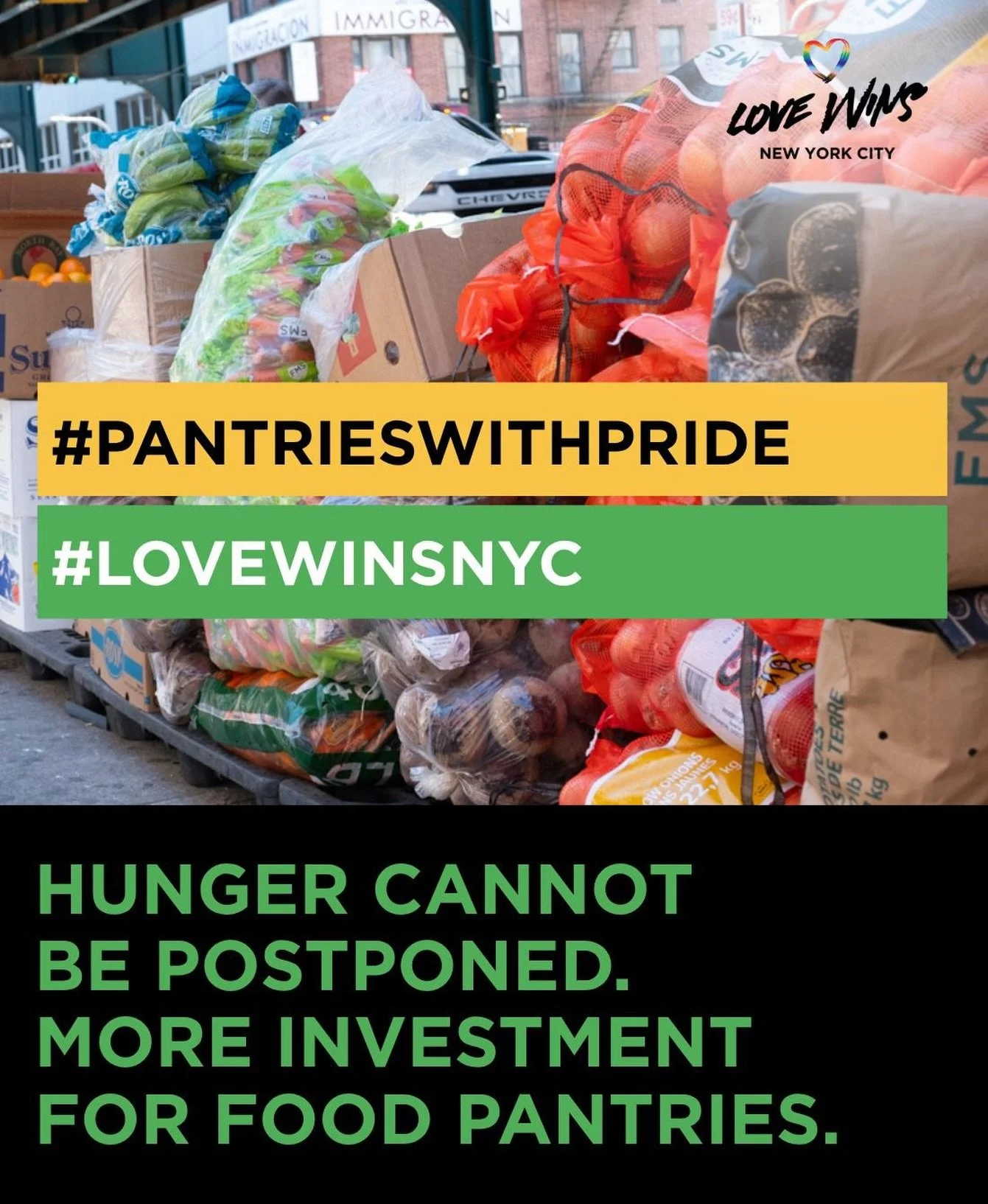 From Love Wins NYC we make a strong call to the government to increase investment for food pantries, ensuring dignified and timely access to food as a fundamental right ❤️&zwj;🔥.