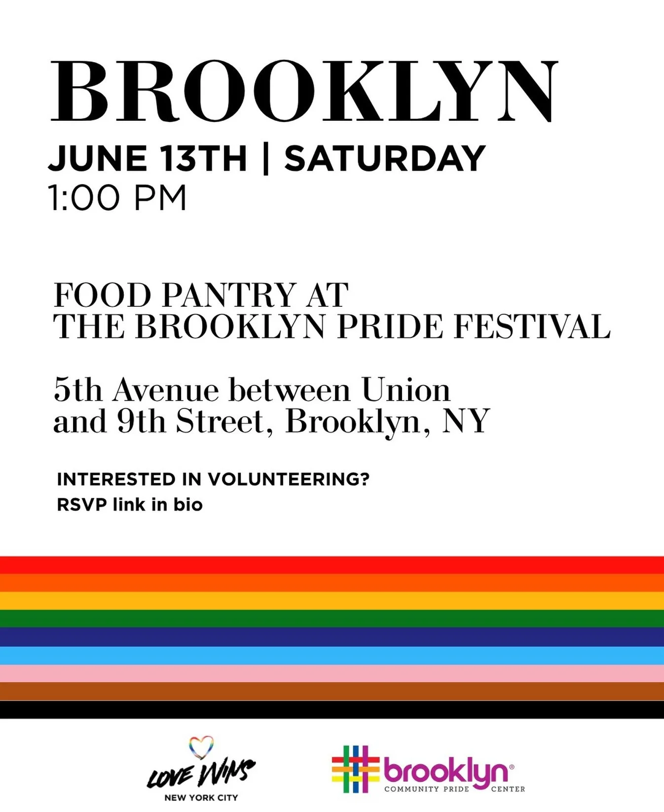 💟🏳️&zwj;🌈Love Wins NYC is celebrating Pride with an additional food pantry this Saturday, June 13! 🌈💜

Save the date and share this post to help us spread the word and ensure this information reaches more people in our community 👥🗣️👤.