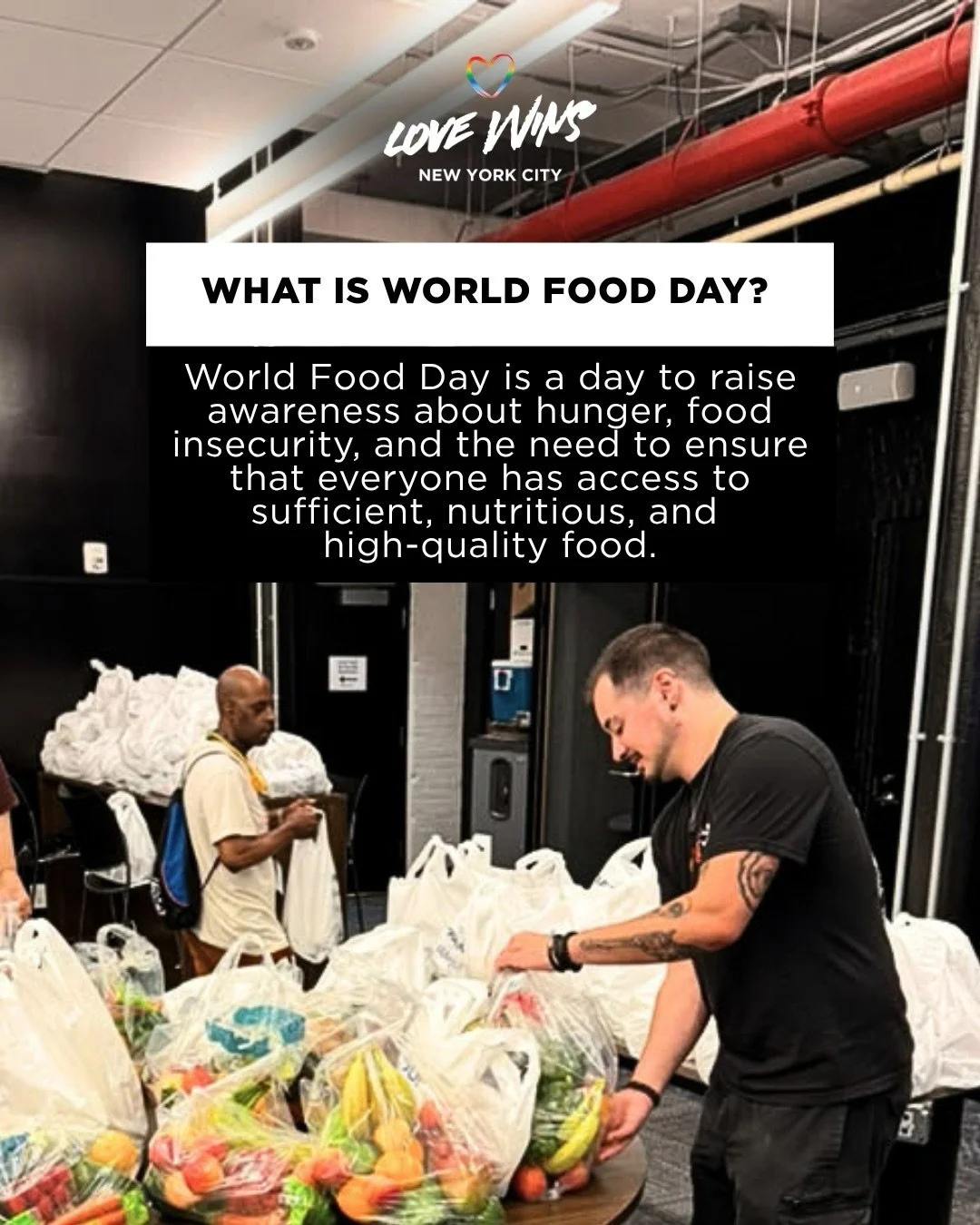 🍅✅On World Food Day, at Love Wins NYC, we reaffirm our commitment to food security by distributing fresh fruits and vegetables to promote healthy, inclusive, and accessible nutrition for our community🗣️🫶🏻.

Take action against hunger, volunteer y
