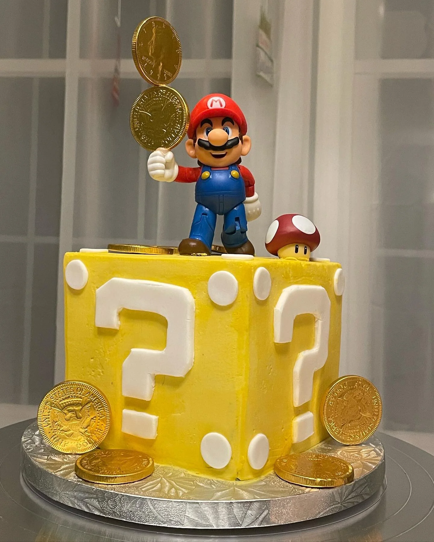 Our youngest turned 8 recently and ordered up a &ldquo;Mario on a cube grabbing some coins&rdquo; for his cake. My kids are cake spoiled. 🤦&zwj;♀️ Had fun putting this mint chocolate Oreo cake together for him. He approved! #mintoreocake #italianmer