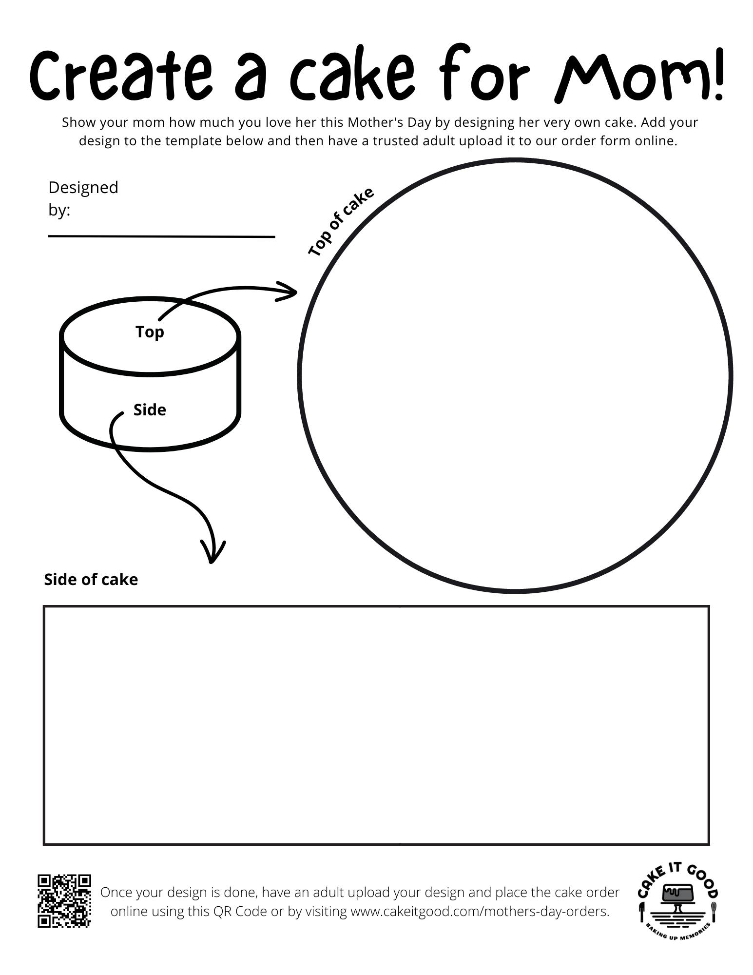 Printable template for Mother's Day cake design