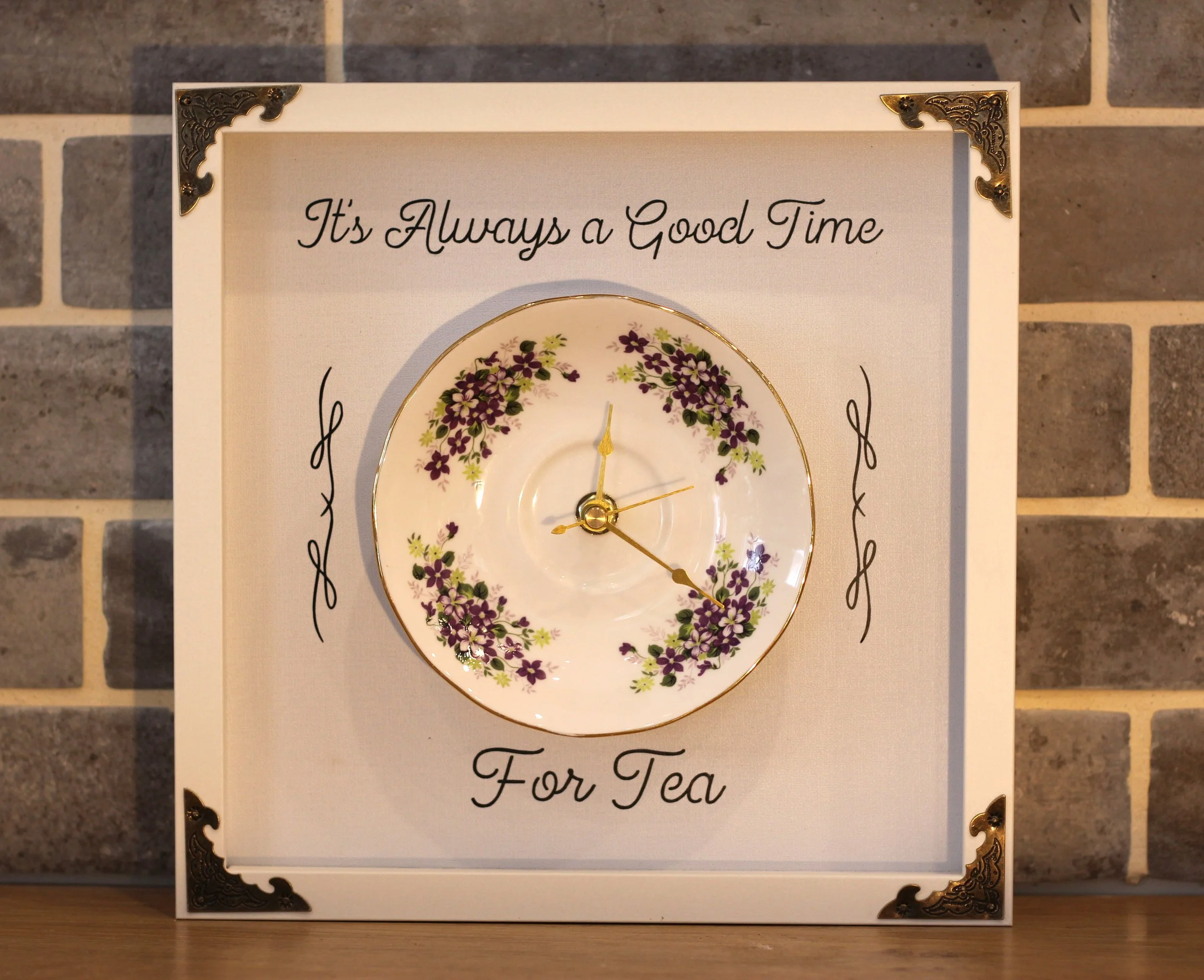 Tea time clock purple flowers.JPG