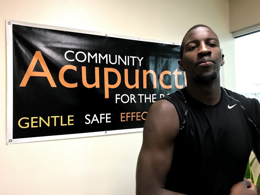 Community Acupuncture banner at the Crossroads clinic in Las Cruces